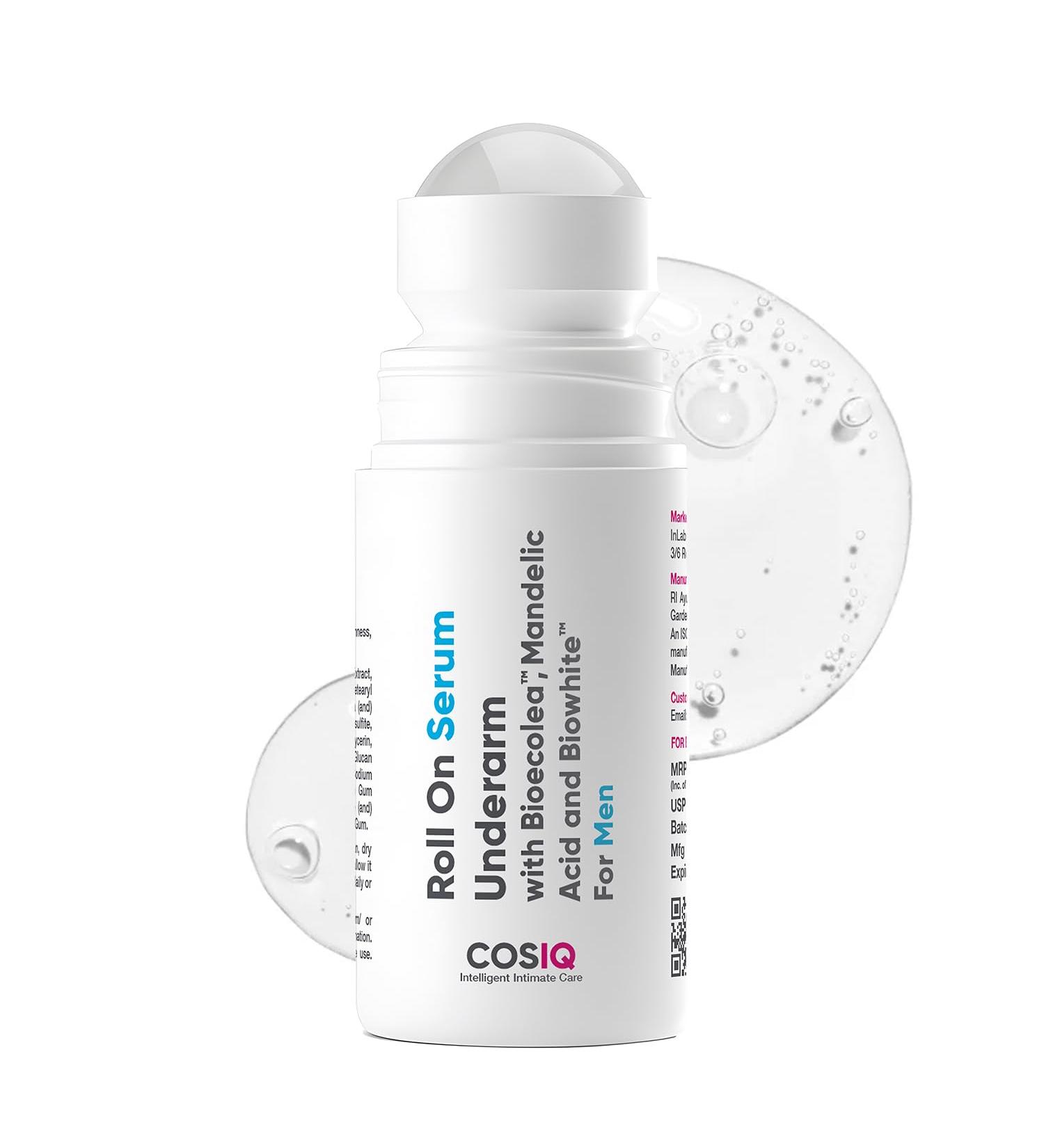 Cos-IQ Brightening Underarm Roll On Serum for Men | With Bioecolea Mandelic Acid and Bio White | Fresh & fragranced | Suitable for Sensitive Skin | 40ml - Buy Online on GoSupps.com