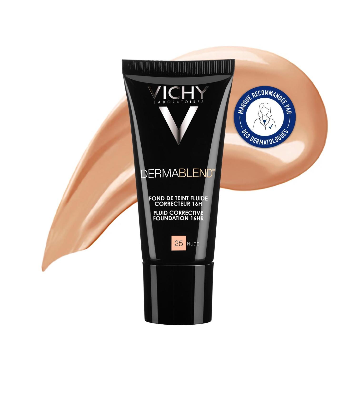 Vichy Dermablend High Coverage Concealer Fluid Foundation For All Skin Types Shade: 25 Nude 30 ml - Buy Online on GoSupps.com