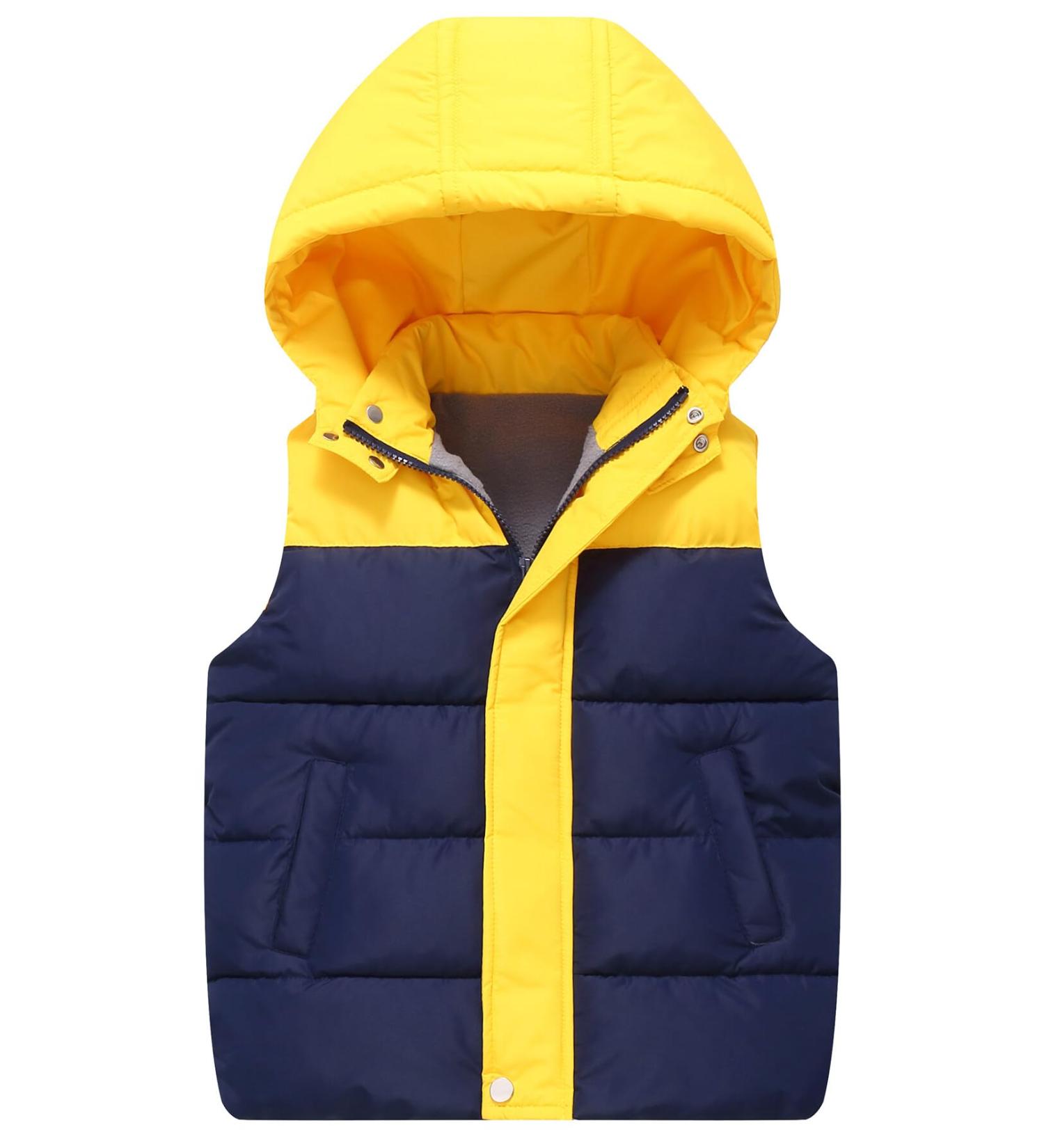 Happy Cherry Kids' Winter Puffer Vest Jacket - Lightweight & Water Resistant Gilet for Boys and Girls, Hooded Windproof Down Vest - 6-7 Years, Blue - Buy Online on GoSupps.com