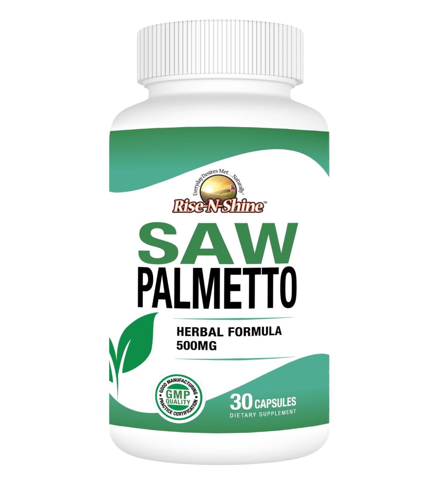 Rise-N-Shine Saw Palmetto 500mg - Prostate Support for Men - Supports Overall Well-Being and Vitality - 30 Day Supply (30 Capsules) - Buy Online on GoSupps.com
