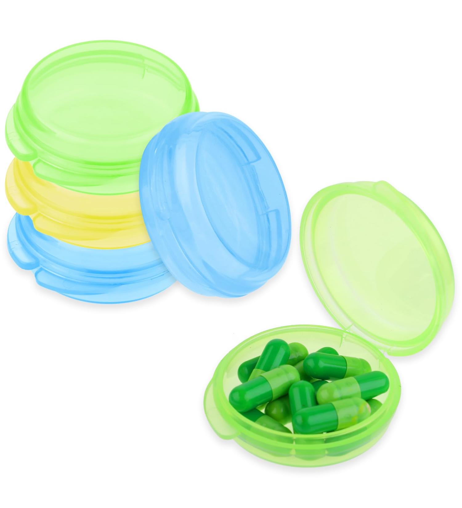 WLLHYF 5 Pack Mini Pill Box - Portable Vitamin Organizer for Travel | Small Pill Holder in Yellow Green & Blue - Buy Online on GoSupps.com
