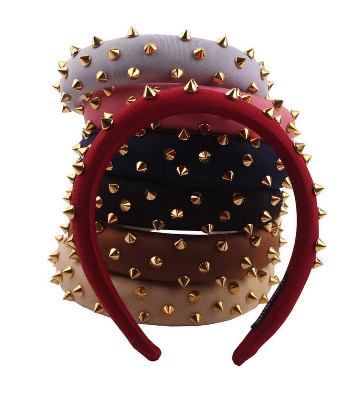 Punk Gothic Wide Hair Ripe for Women & Girls - Vintage Black Headgear with Metal Rivets & Thick Sponge Padded Design for Rock Style - Buy Online on GoSupps.com