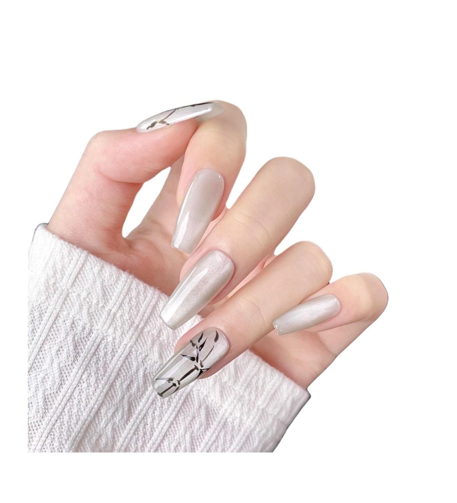 Wearing nails handcrafted manicures fake nail patches light bulbs hand-painted bamboo trimmers and Chinese style manicures(XS) - Buy Online on GoSupps.com