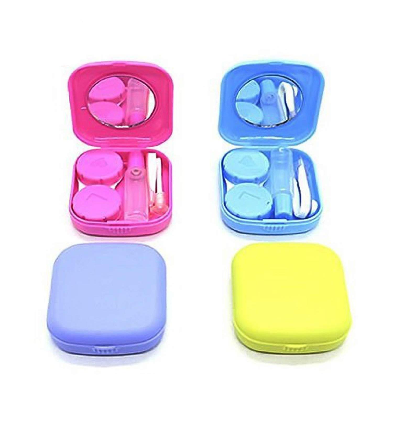 Set of 4 Mini Travel Contact Lens Case Kit Mirror Blue Purple Green Rose Red - Buy Online on GoSupps.com