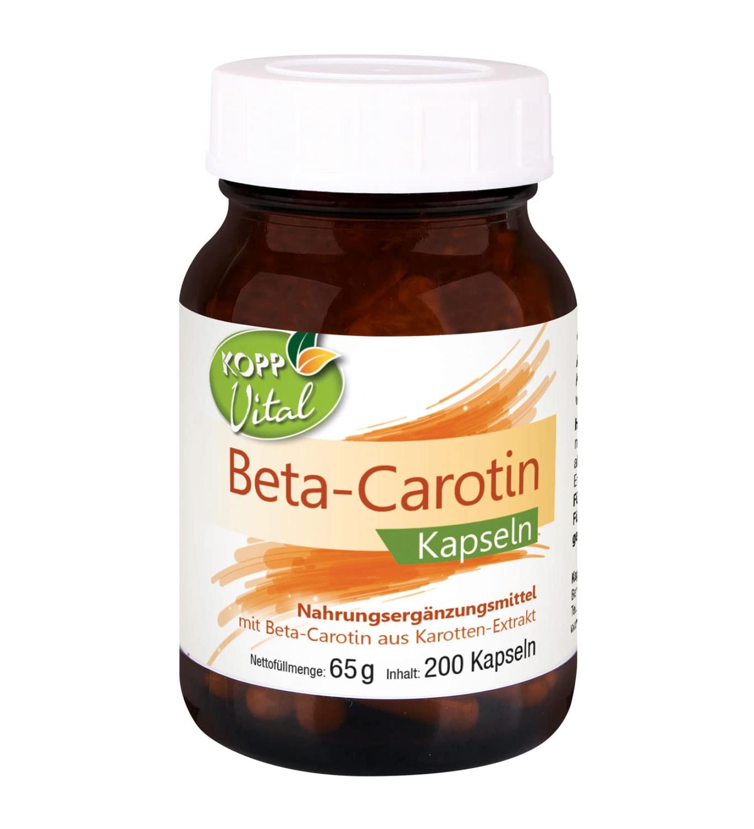 KOPP Vital Beta-Carotene Capsules - 200 Vegan Capsules | Pure Carrot Extract | High-Quality Vitamin A Supplement - Buy Online on GoSupps.com