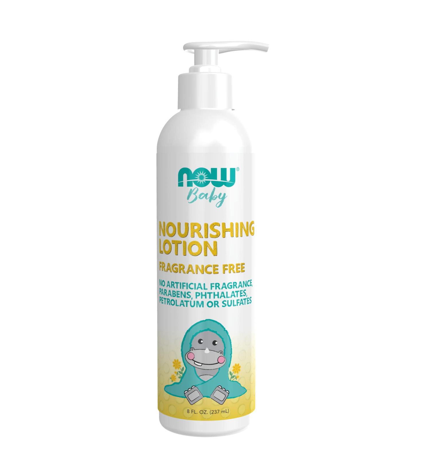 NOW Baby Nourishing Baby Lotion - Fragrance Free, Paraben Free - 8 Fl Oz - Buy Online on GoSupps.com