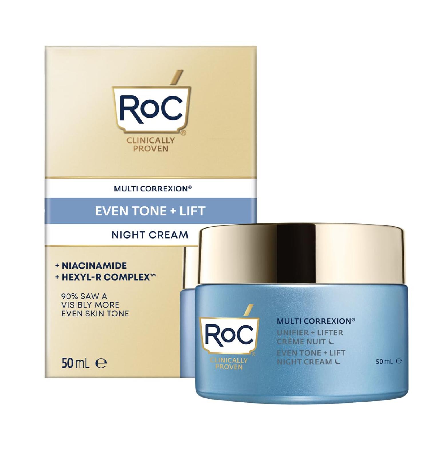 RoC Multi Correxion Even Tone + Lift Night Cream Anti Wrinkle & Anti Aging Hydration & Renewal Skincare with Hexyl-R Complex Technology - 50 ml - Buy Online on GoSupps.com