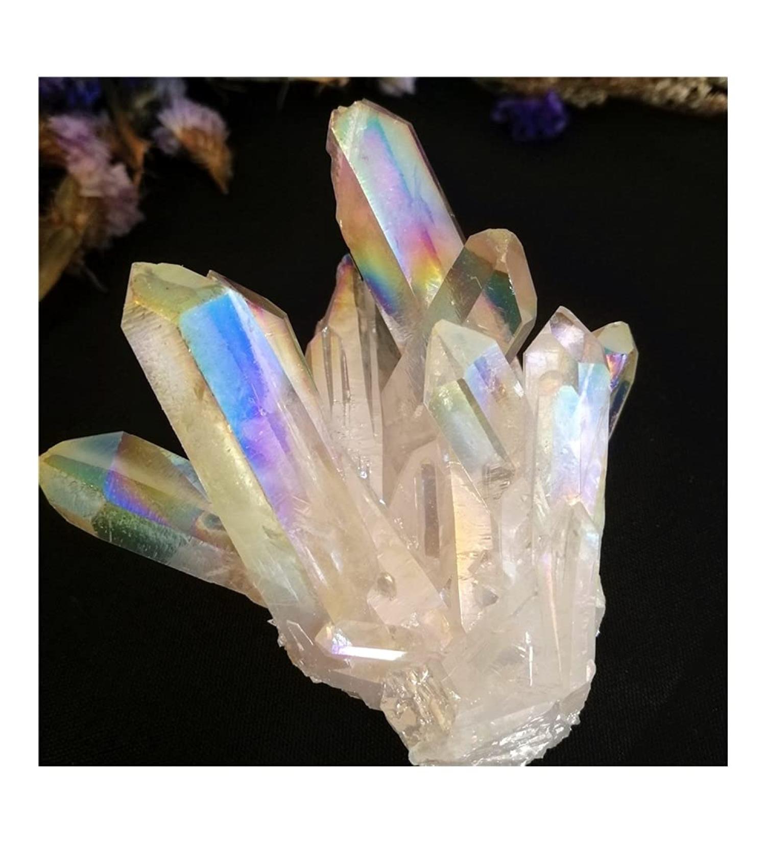 Natural Crystal Rough Natural White Angel Aura Crystal Cluster Electroplating Titanium Coating Quartz Cluster Stone (Color : Aura White Size : 130g) 130g Aura White - Buy Online on GoSupps.com