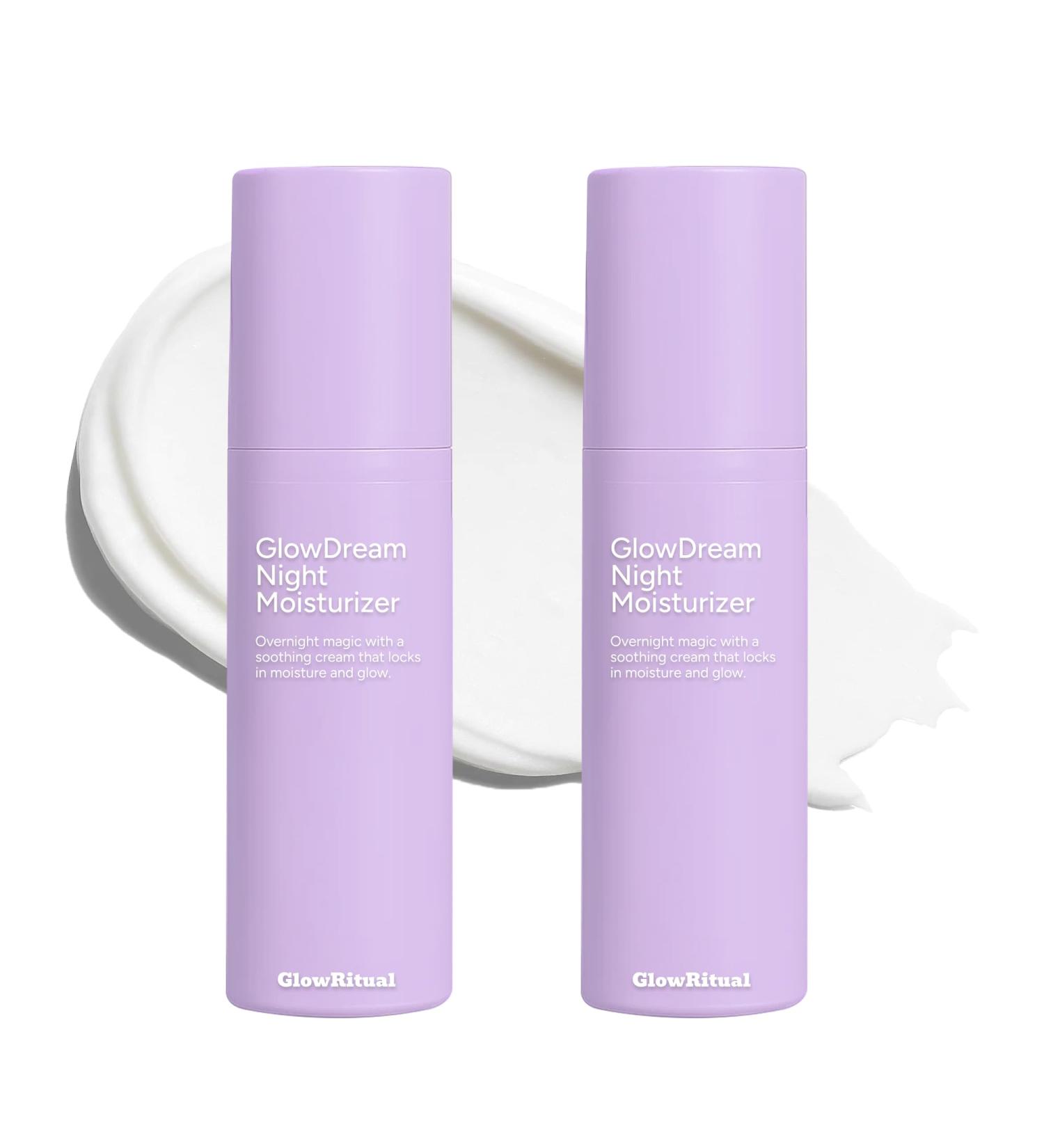 GlowRitual GlowDream Night Moisturizer Hydrating & Soothing Facial Night Cream with Ceramide Squalane & Hyaluronic Acid to Support Skin Barrier Firming & Radiance for All Skin Types 2 Pack 1.06 Fl Oz (Pack of 2) - Buy Online on GoSupps.com