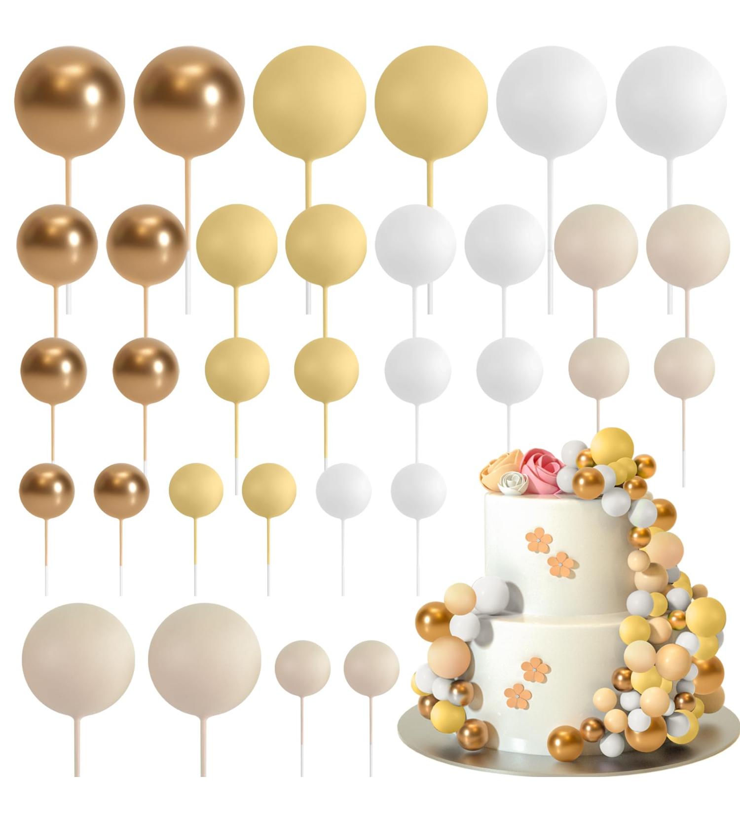 Buy Astaron 32-Piece Tortendeko Balls Cake Topper - Mini Balloons & Rabbit for Weddings Baby & Birthday Parties (Yellow & Gold) - Buy Online on GoSupps.com