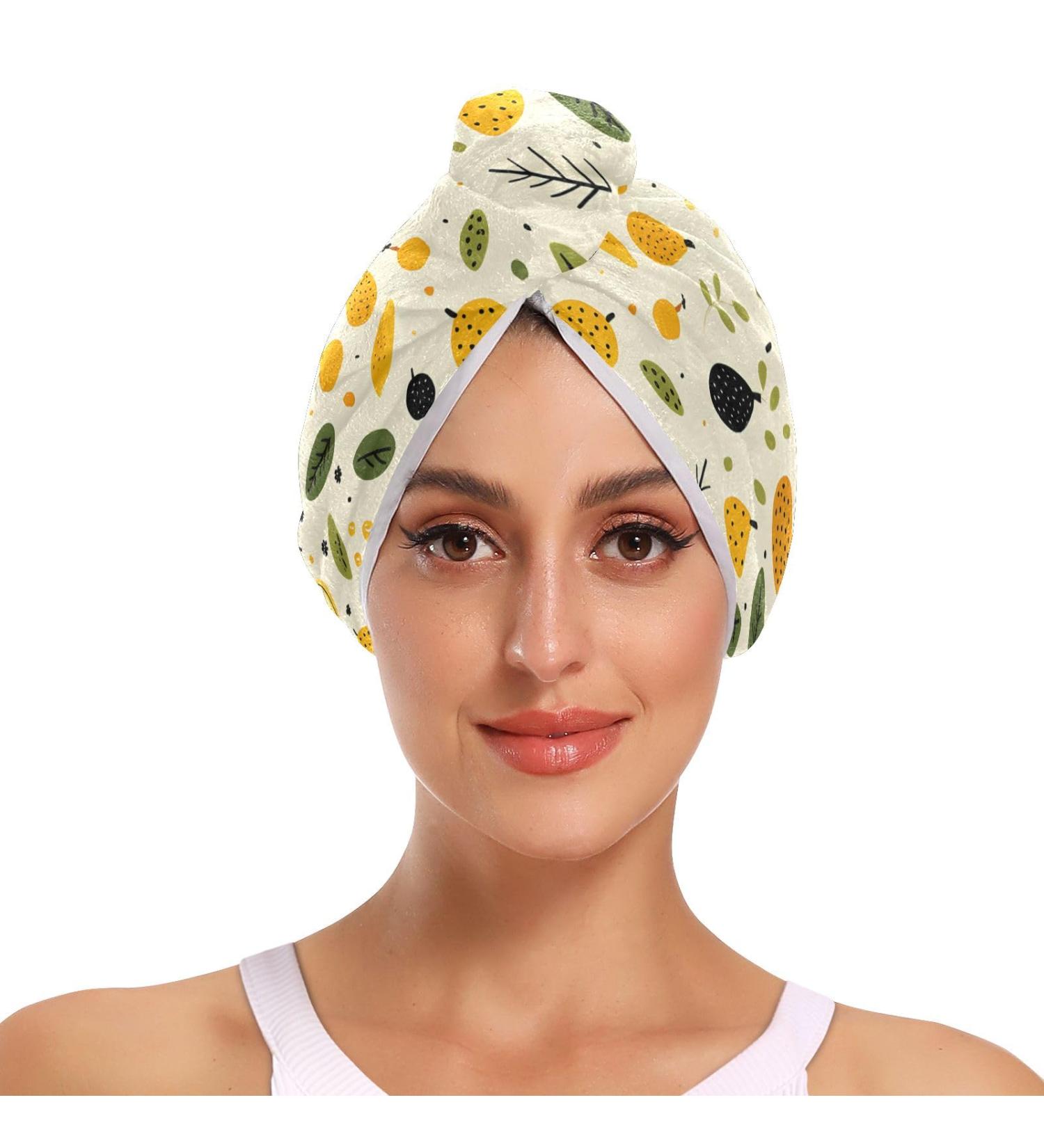 Super Absorbent Pears Leaves Hair Towel 2 Pack | Quick Dry Turbans for Women & Girls | Perfect Hair Drying Solution - Buy Online on GoSupps.com