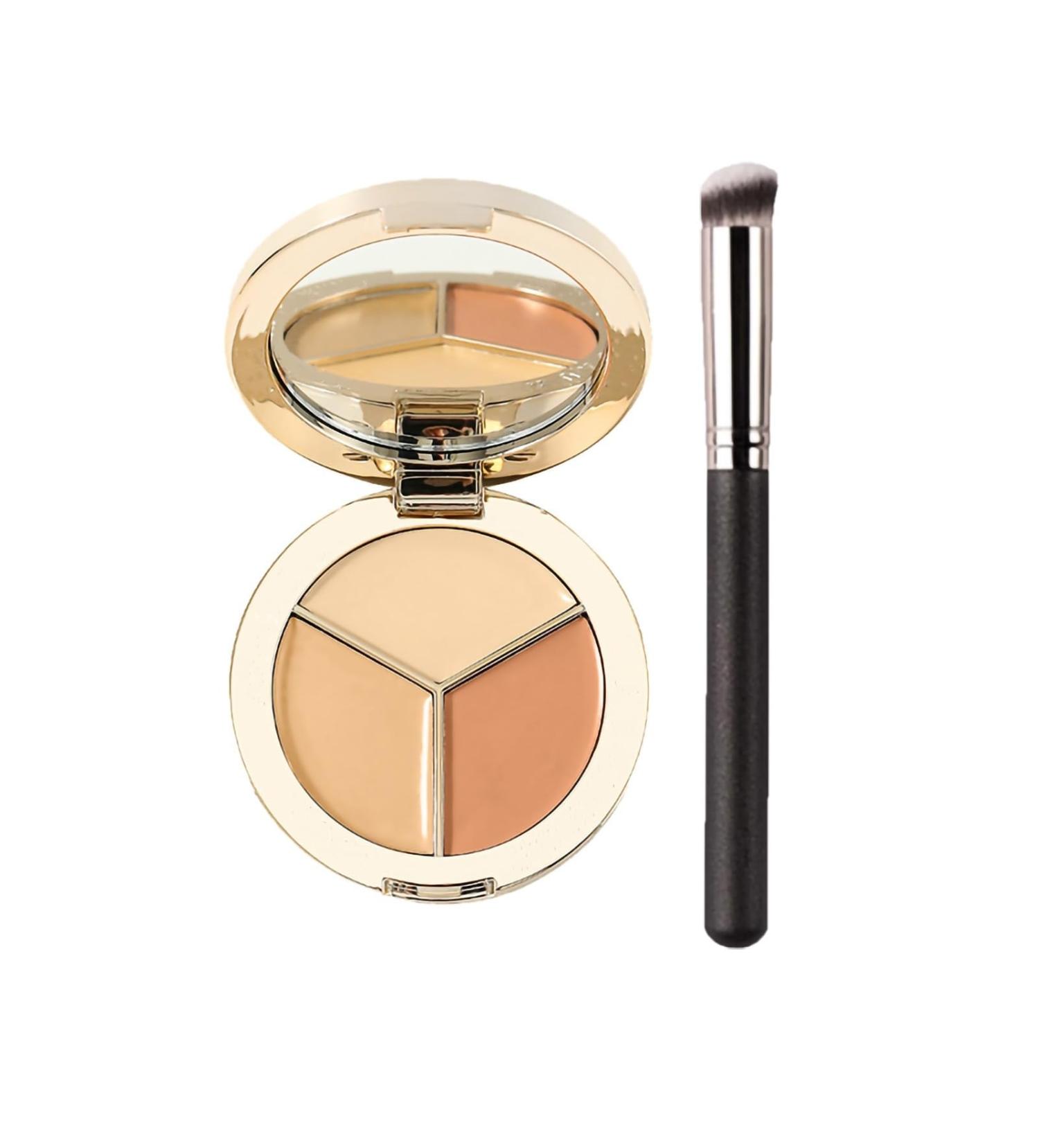 A three-color concealer a corrective and illuminating palette with a soft texture that conceals easily and naturally without chalking (1pcs) - Buy Online on GoSupps.com