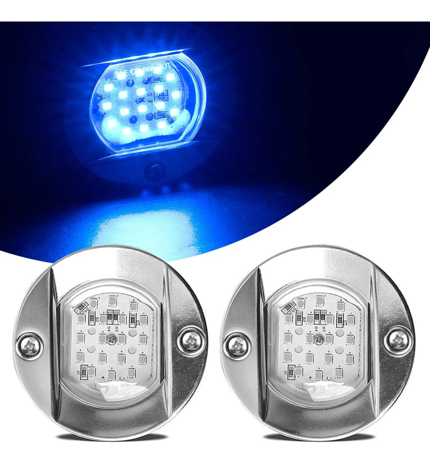 HUSUKU LED Marine Courtesy Light 316 Stainless Steel 1200LM 3 Round IP65 Boat Transom Mount Stern Light Waterproof - Blue - Buy Online on GoSupps.com