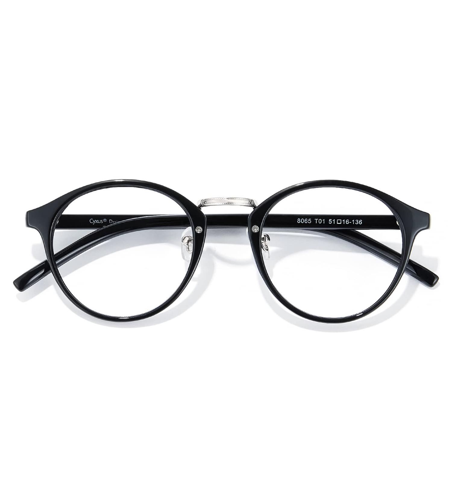 Cyxus Round Blue Light Glasses for Men & Women - UV Blocking Reduce Eye Strain Stylish Nerd Glasses (8065T01 Black - Buy Online on GoSupps.com