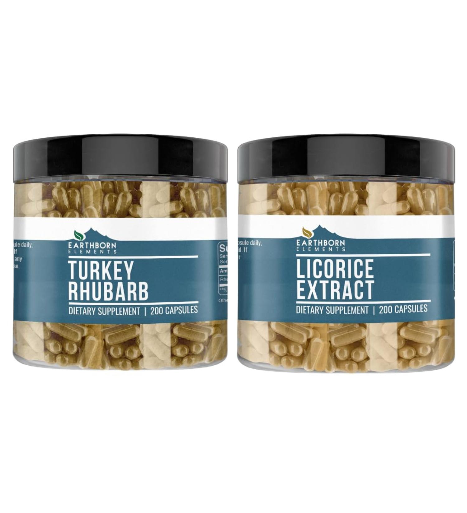 Earthborn Elements Turkey Rhubarb & Licorice Extract Capsules Bundle (200 Capsules) Pure & Undiluted No Additives - Buy Online on GoSupps.com