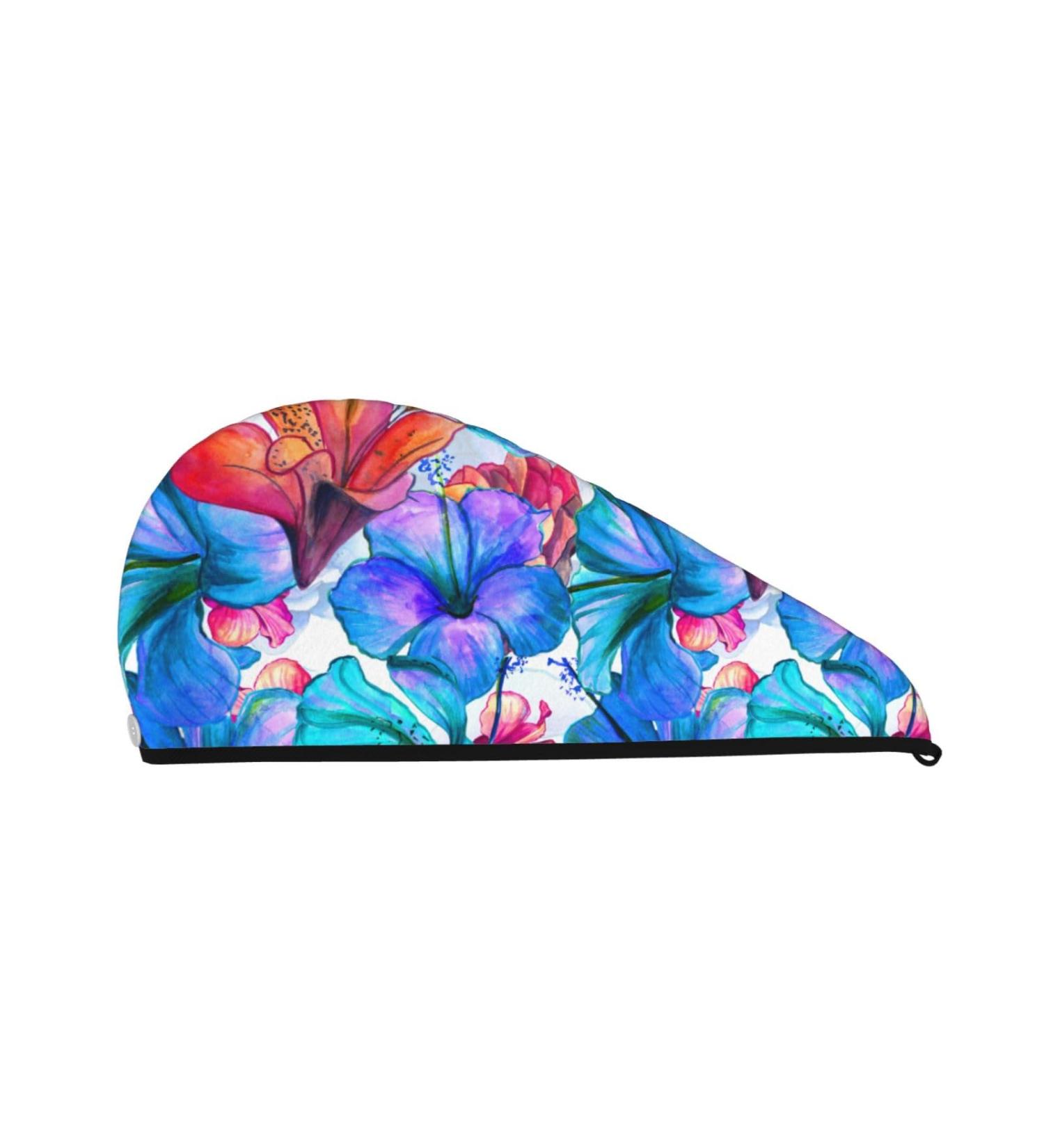 Bright Flowers Microfiber Hair Towel - Super Absorbent Coral Velvet Wrap for Long Curly & Thick Hair - Quick Dry Hair Cap for Women - Buy Online on GoSupps.com