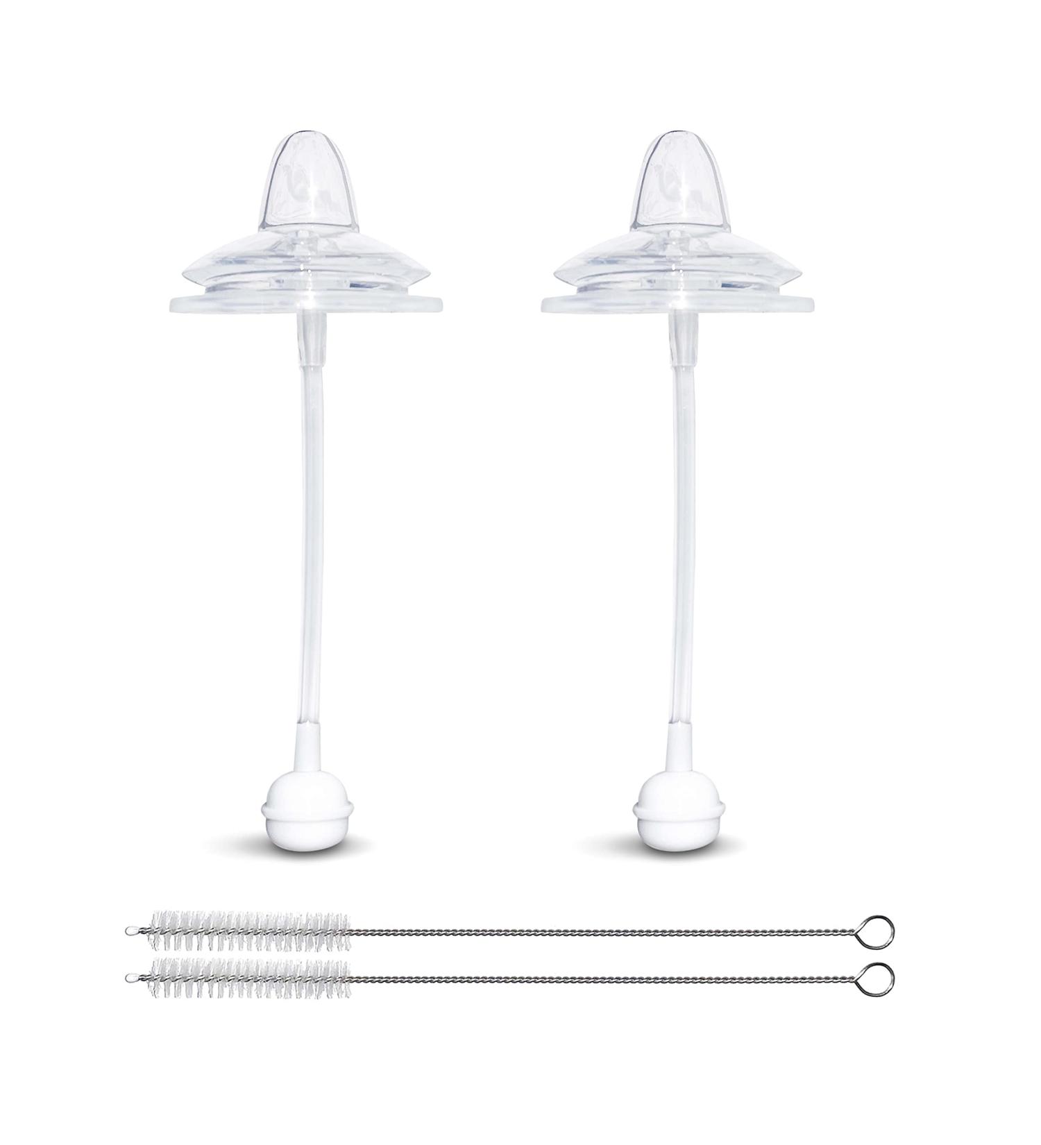 Nanob b Flexy Silicone Baby Bottle Sippy Cup Conversion Kit | 2-Count | BPA-Free Spill-Proof Sippy Spout with Weighted Straw and Cleaning Brush - Buy Online on GoSupps.com