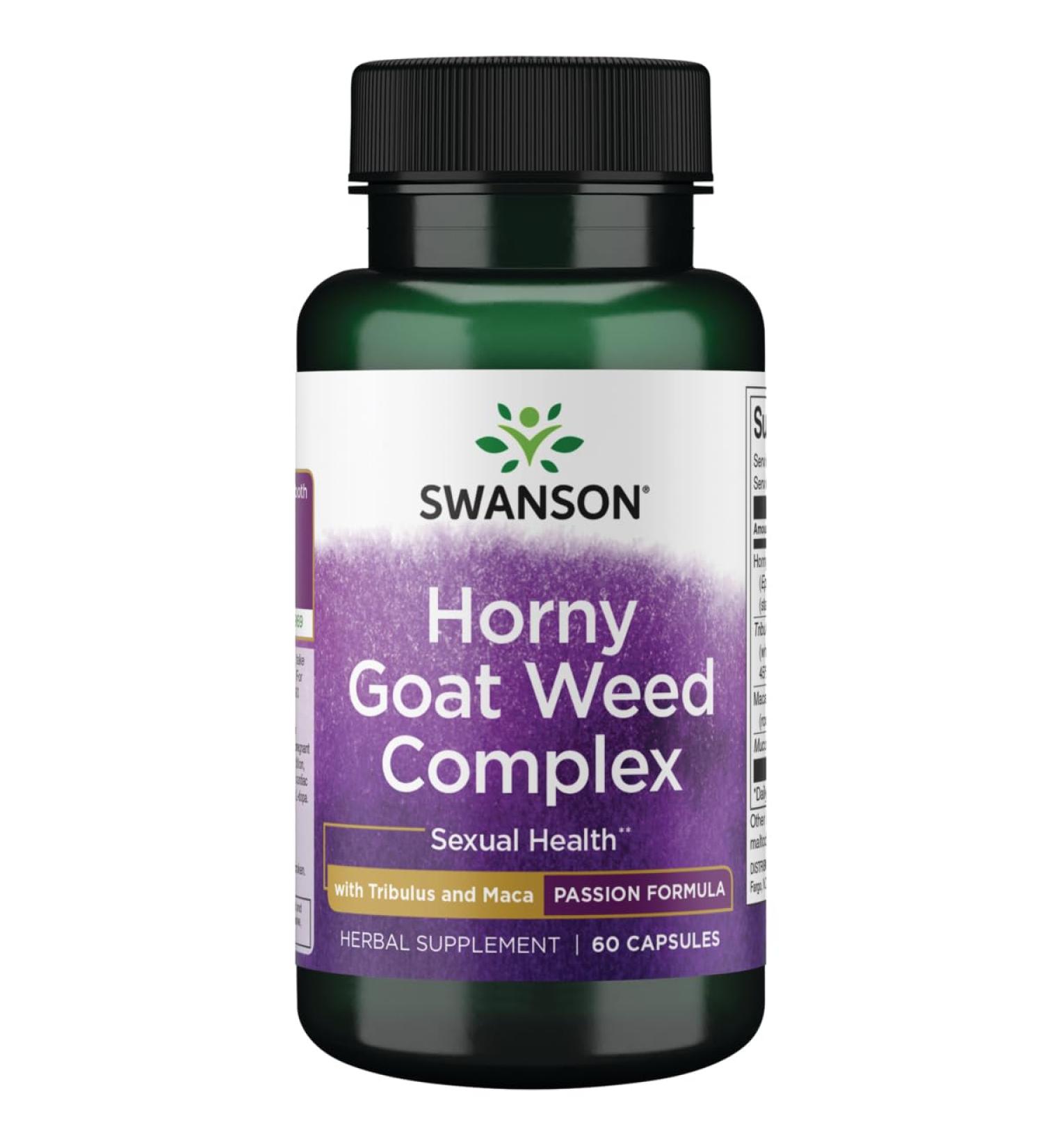 Swanson Horny Goat Weed Complex - with Tribulus and Maca - 60 Capsules (1 Pack)