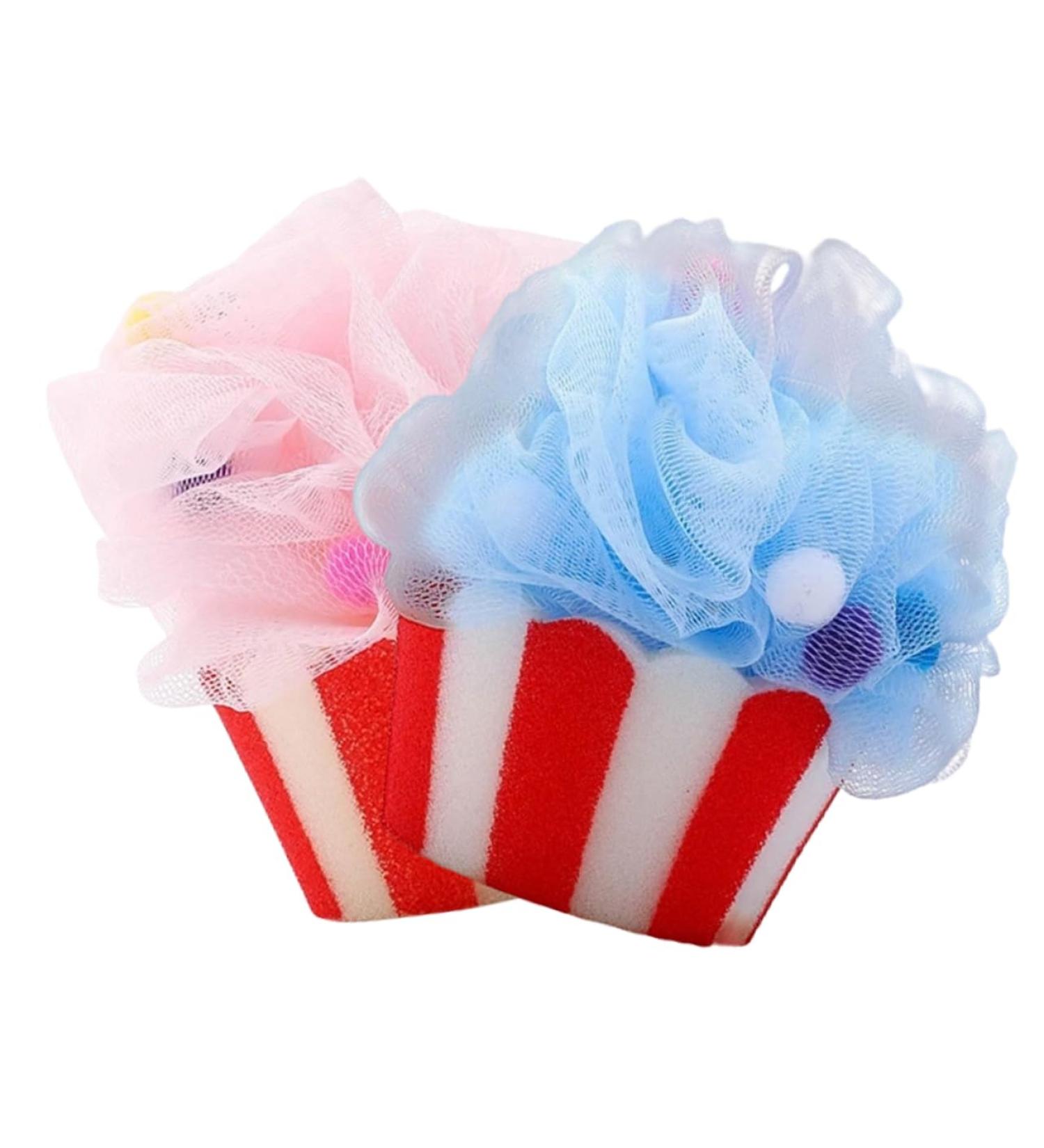2pcs Cartoon Ice Cream Bath Balls - Exfoliating Loofahs & Shower Puffs for Ultimate Bathing Experience - Buy Online on GoSupps.com