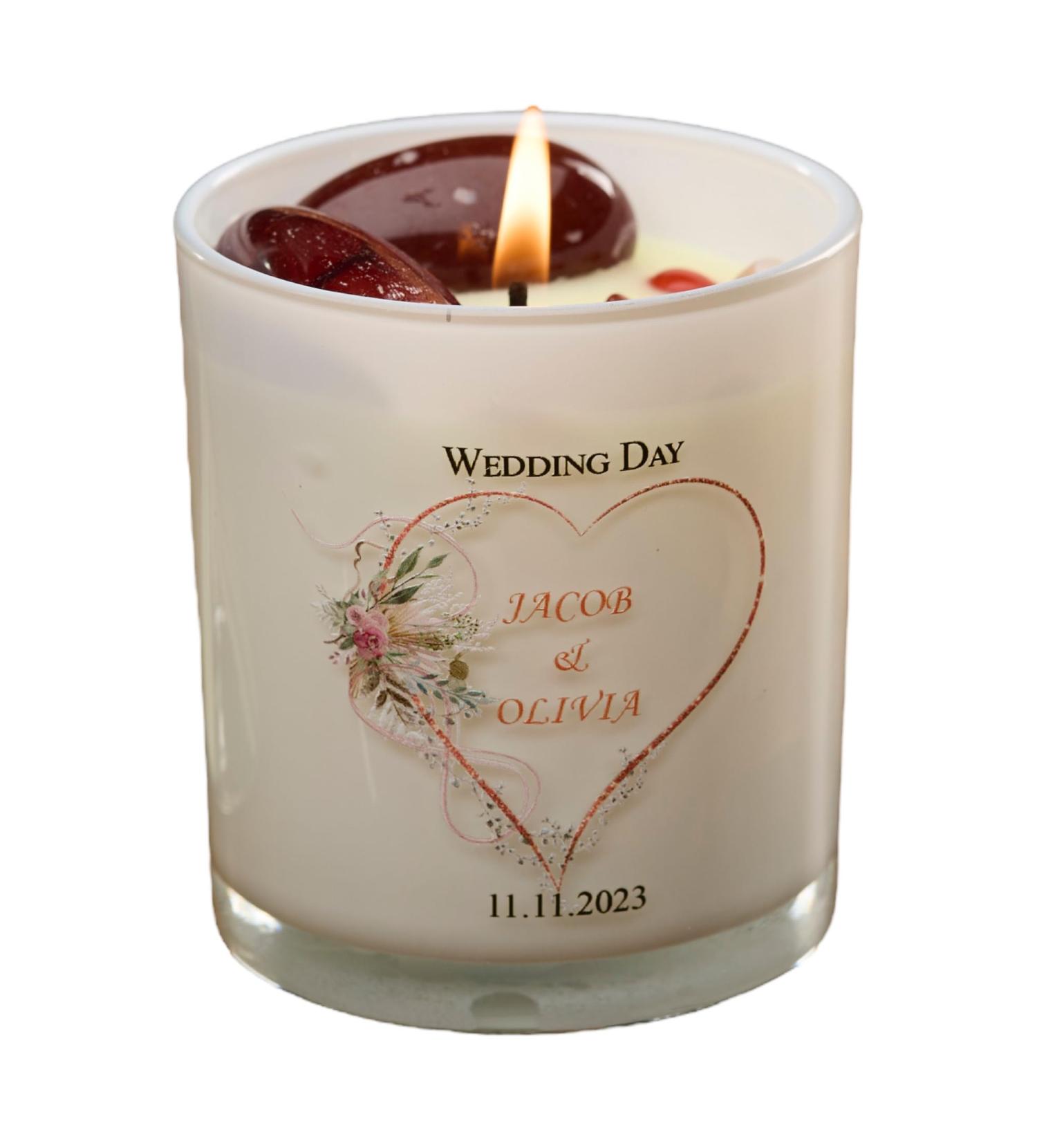 Personalised Wedding Day Candle Gift with Rose Gold Heart (Sea Breeze) - Buy Online on GoSupps.com