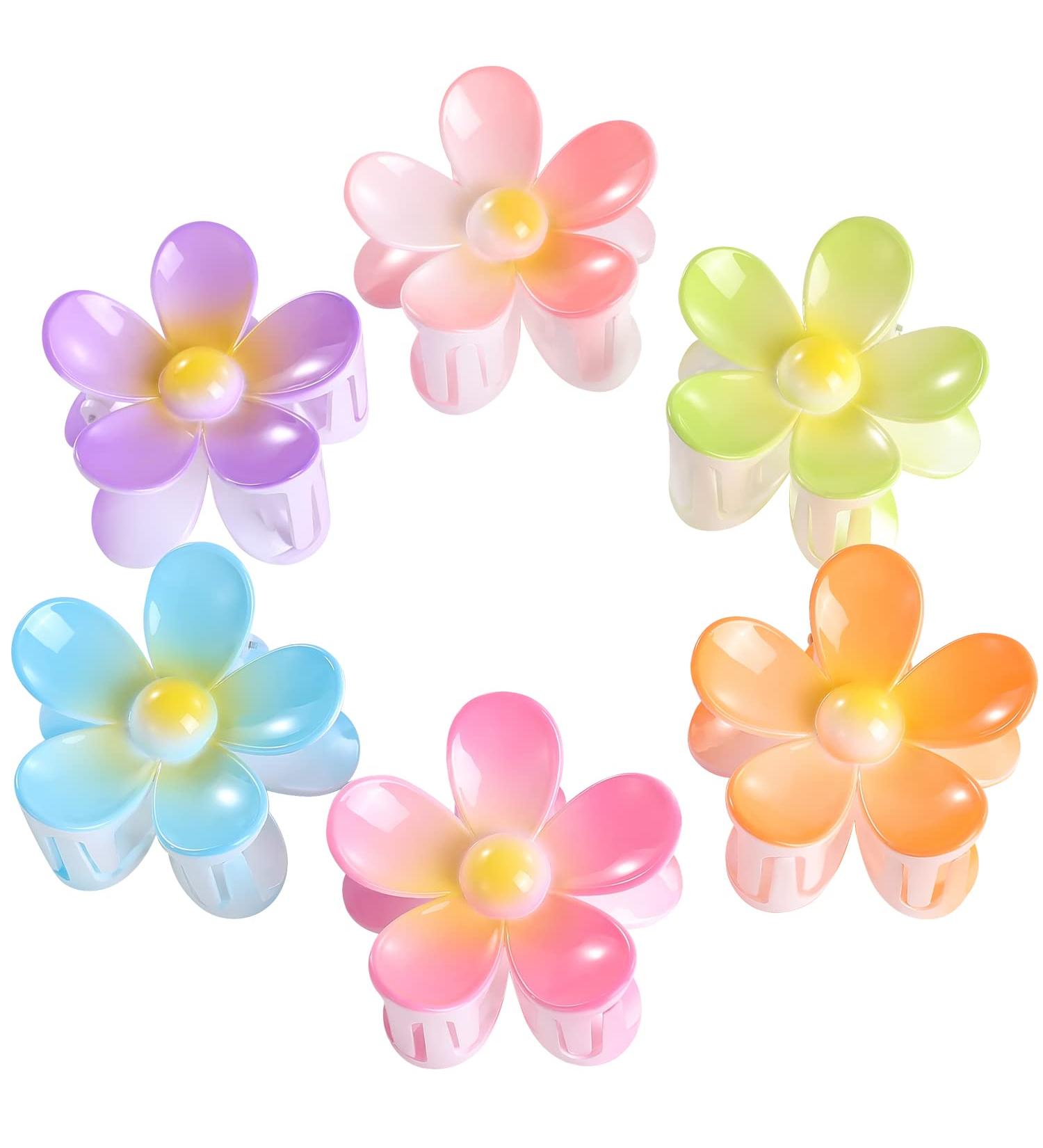 6 Pcs Large Flower Claw Clips - Cute Hair Accessories for Women & Girls - Multicolor Hair Clips for Thick/Thin Hair - Perfect Gifts - Buy Online on GoSupps.com