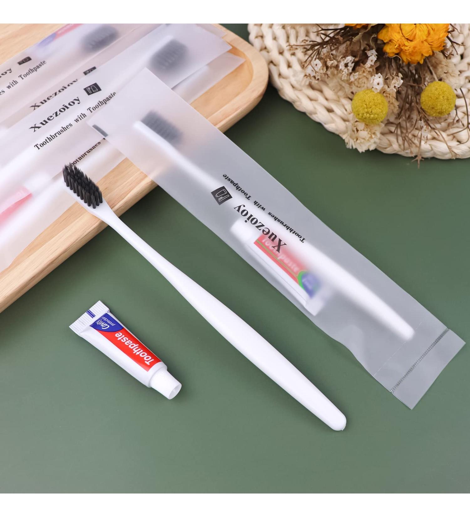 30 Disposable Toothbrushes with Toothpaste - Individually Packed for Hotels Charities Nursing Homes & Homeless Care - Buy Online on GoSupps.com