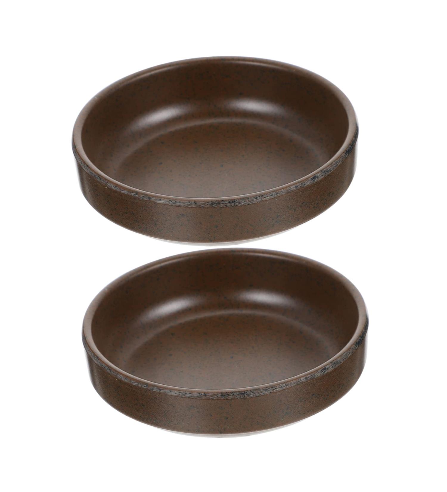 Zerodeko 2pcs Chili Sauce Snack Plate Mini Appetizer Plate Ice Cream Bowl Kitchen Gadgets Pickles Melamine 9X9X2.4CM Brown - Buy Online on GoSupps.com