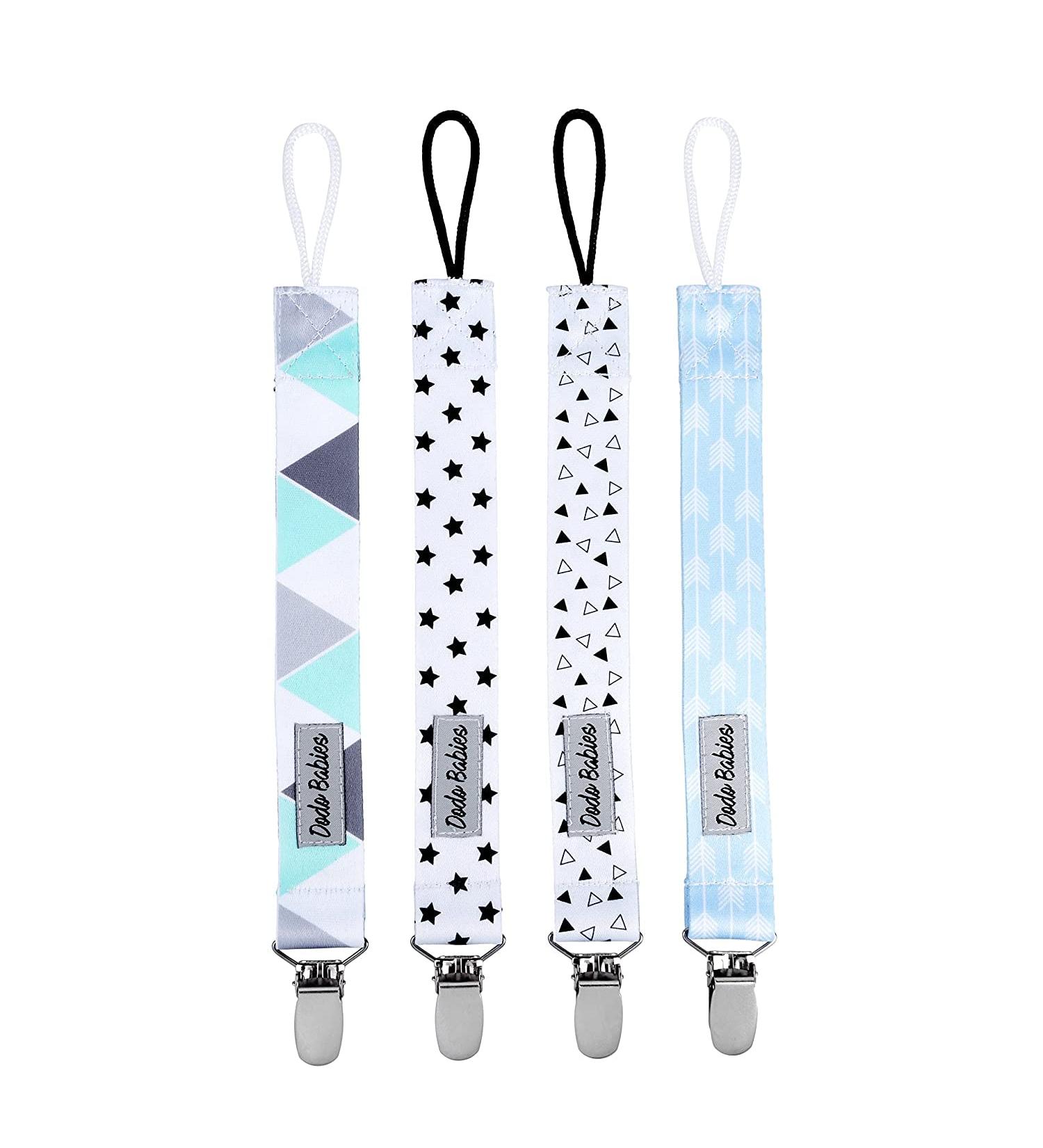 Dodo Schnuller-Clip Set for Babies - 4 Premium Quality Clips + Pacifier Etui | Modern Universal Holder in White/Light Blue/Black - Perfect Baby Soothing Gift Set - Buy Online on GoSupps.com