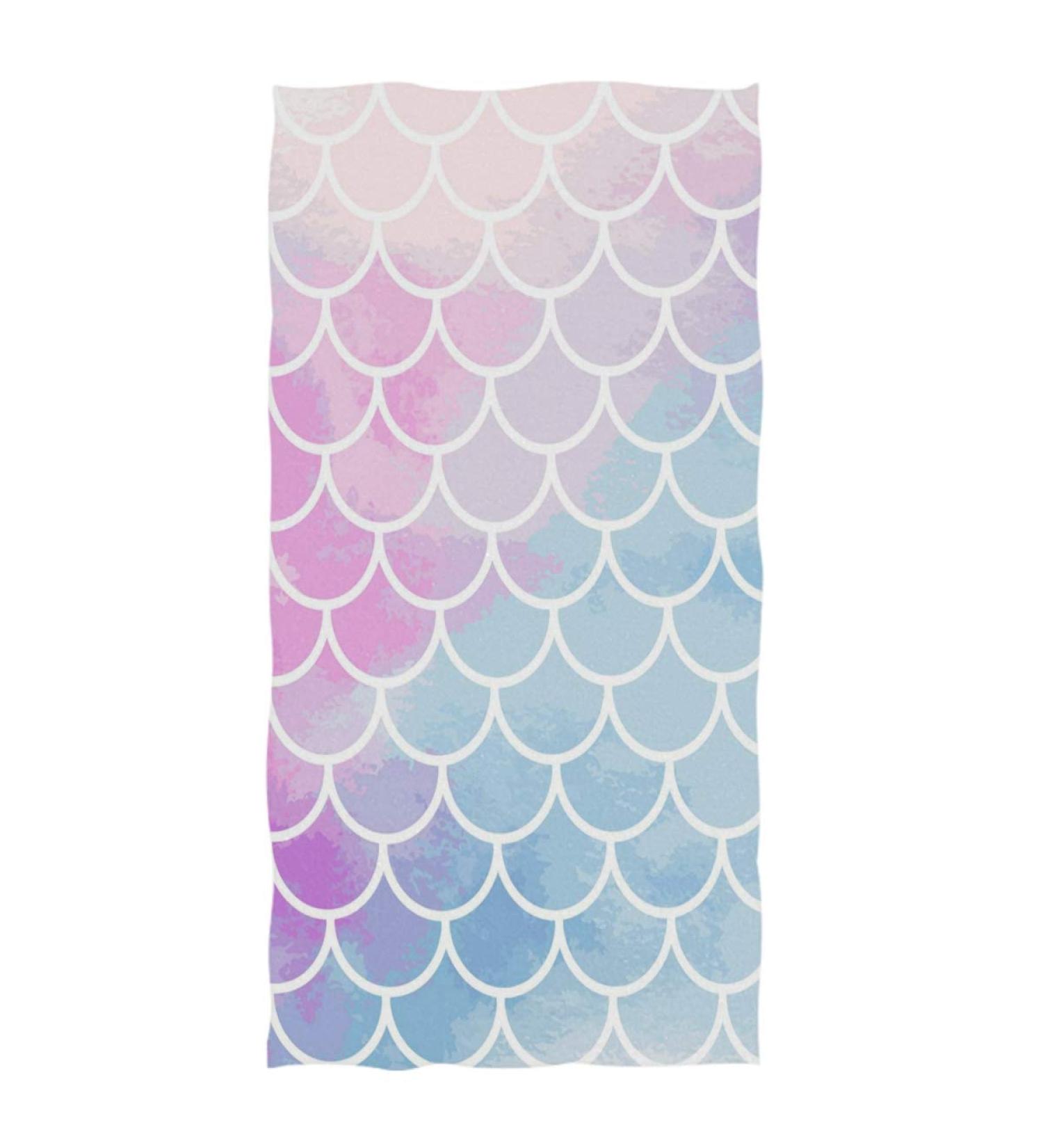 Colorful Mermaid Scale Hand Towel 16x30 - Rainbow Marble Galaxy, Ultra Soft & Absorbent - Buy Online on GoSupps.com