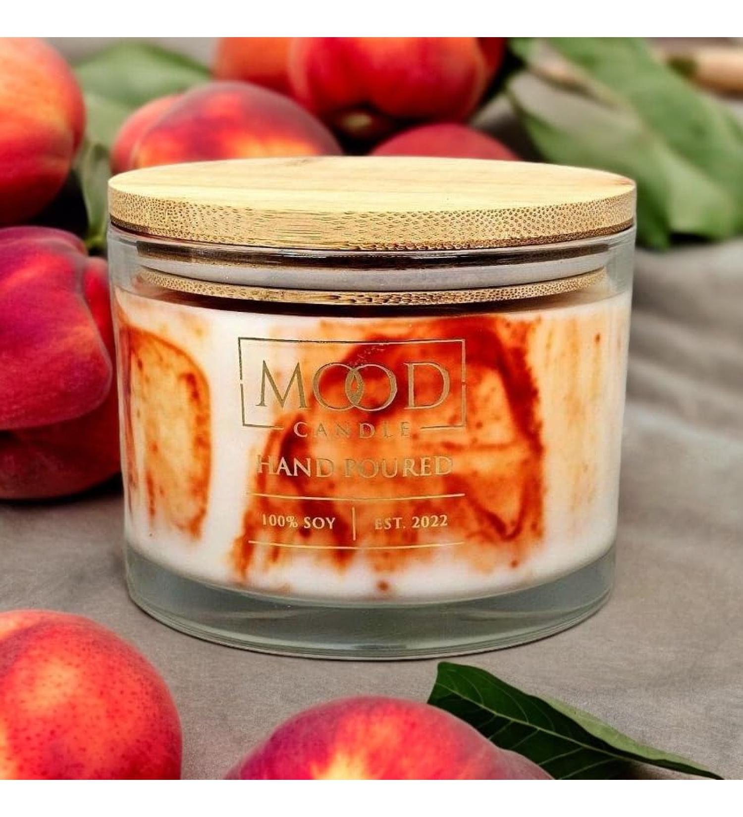 Soy Wax Candle 3-Wick 16 oz Long Burn Time Juicy Peach Bliss Scent - Mood Candle