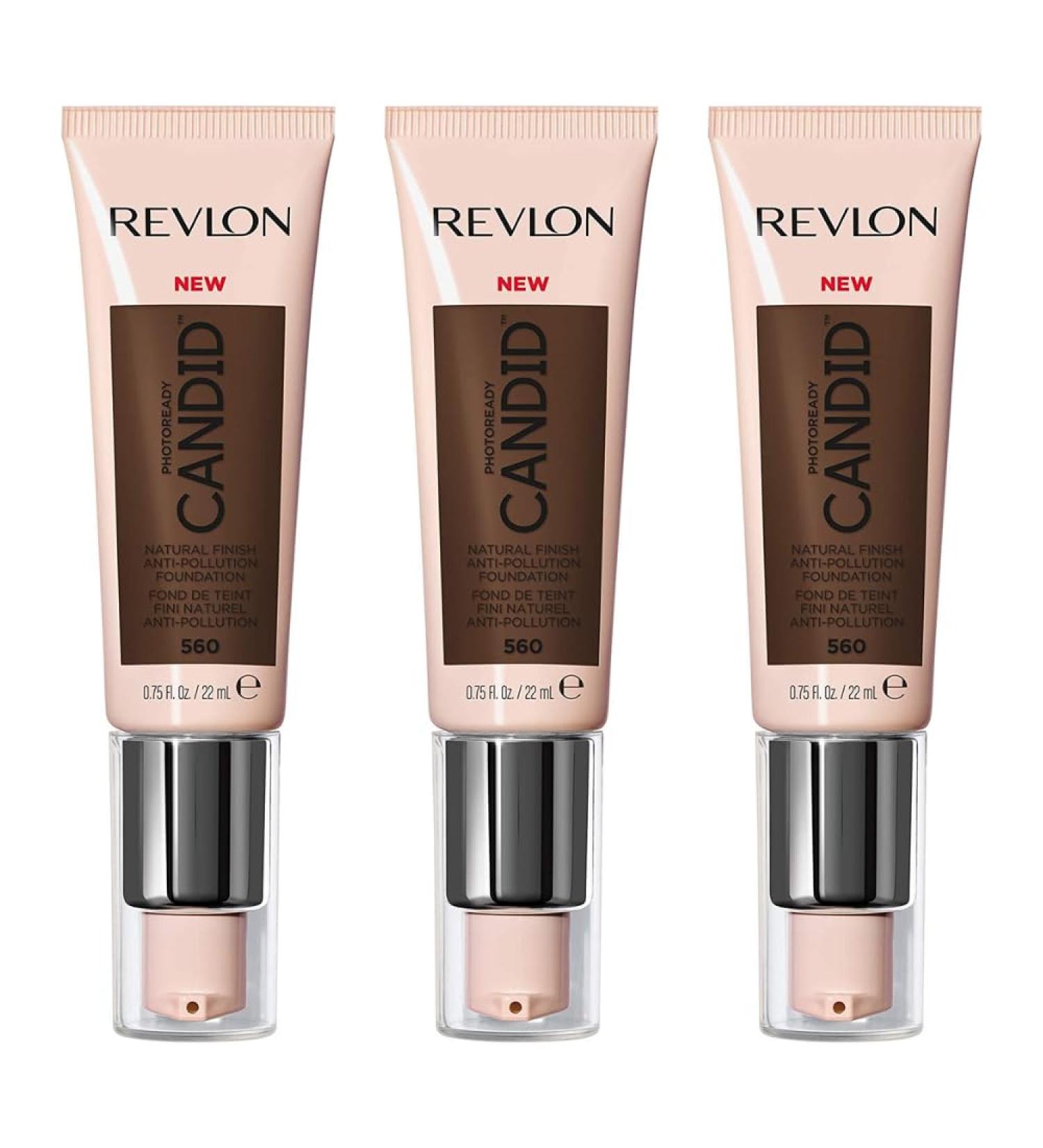 3 x Revlon Photoready Candid Natural Finish Foundation 22ml - 560 Espresso