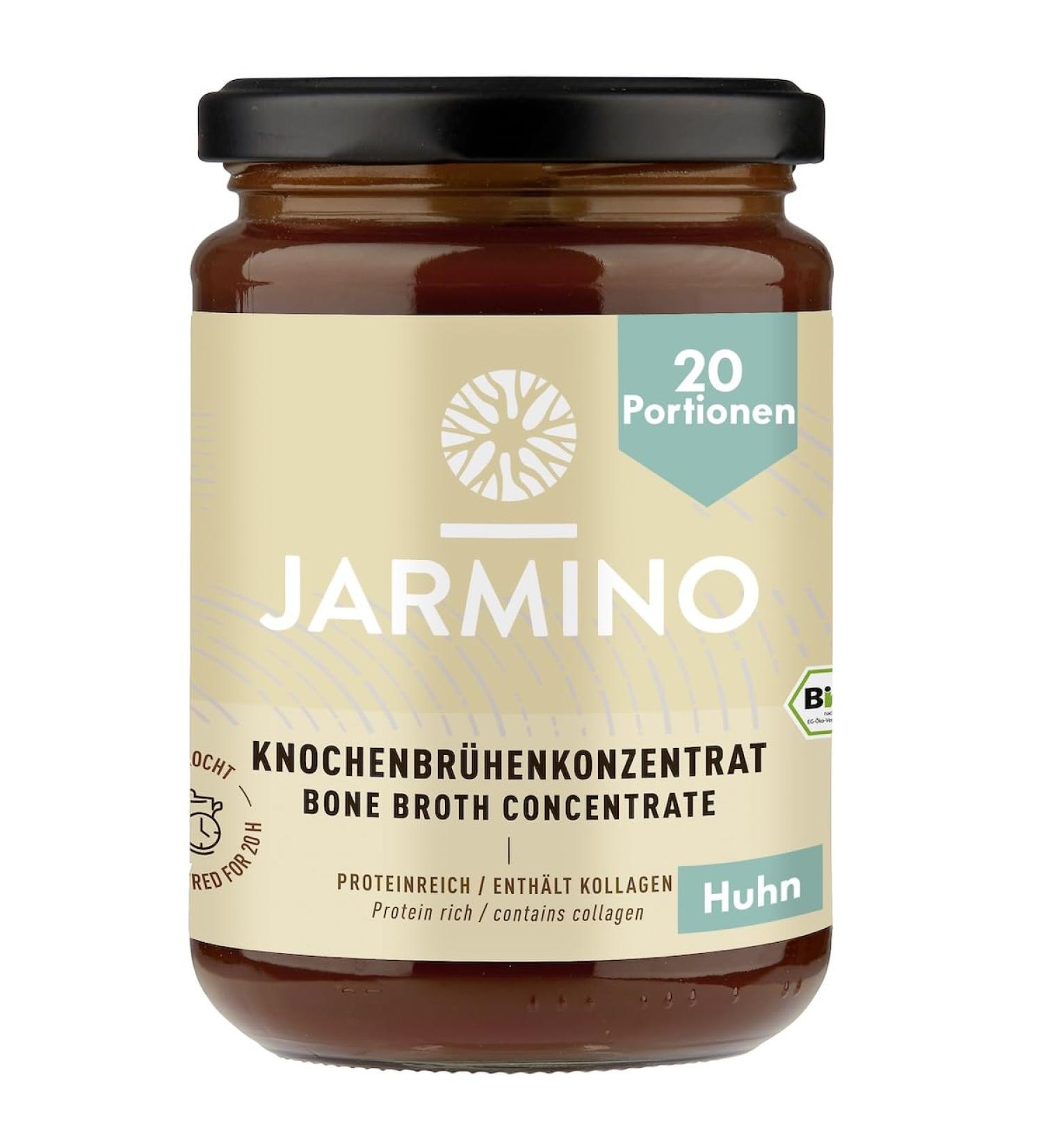 Jarfood JARMINO Organic Bone Broth Concentrate from freerange chicken from Germany 200 g 20 portions rich in organic collagen - Buy Online on GoSupps.com