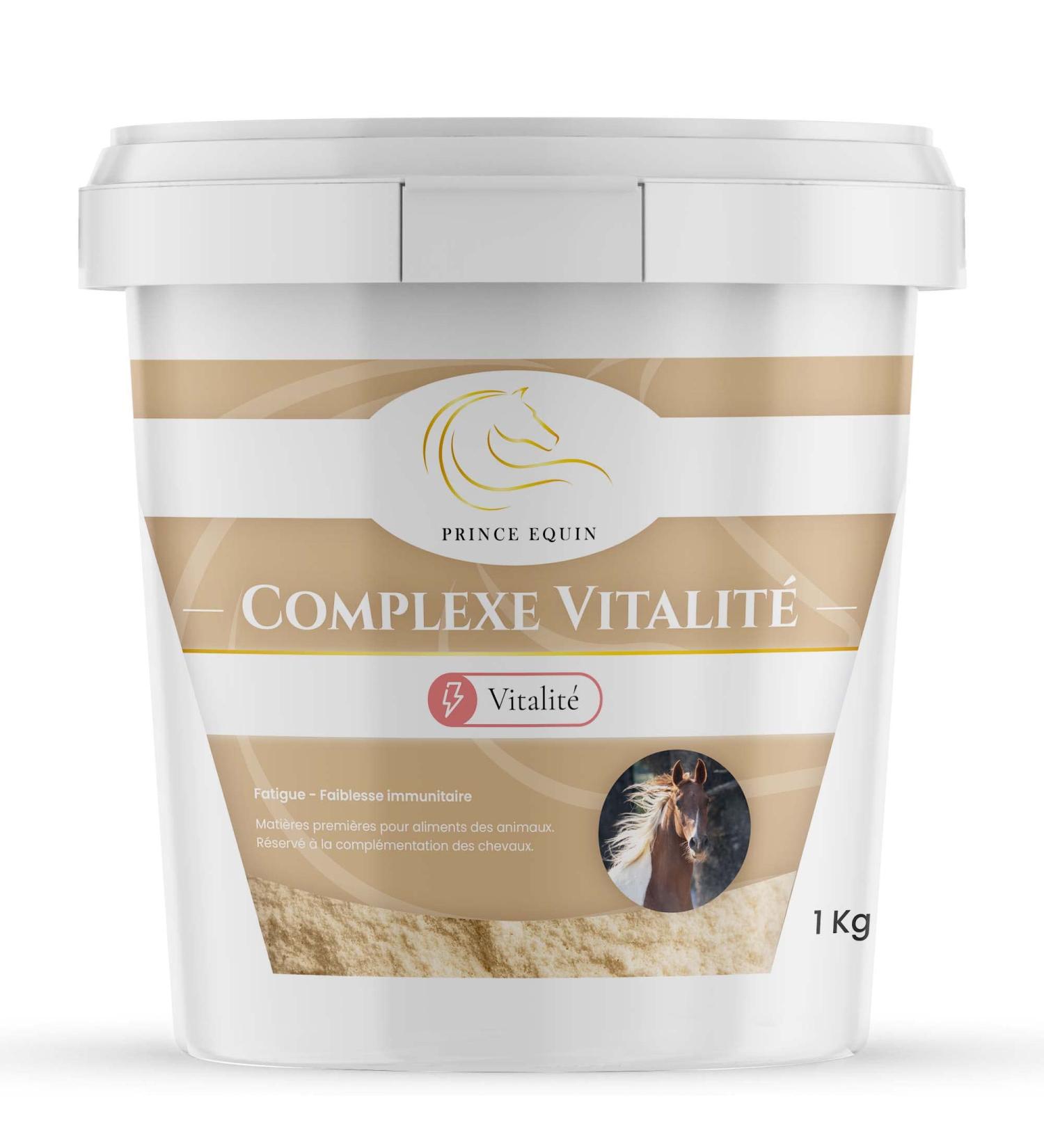 PRINCE EQUIN - VITALITY COMPLEX - Horse nutritional supplement - Bucket 1 kg - White willow vitamin C - Energy boost - Fitness - Joint comfort - French brand - Buy Online on GoSupps.com