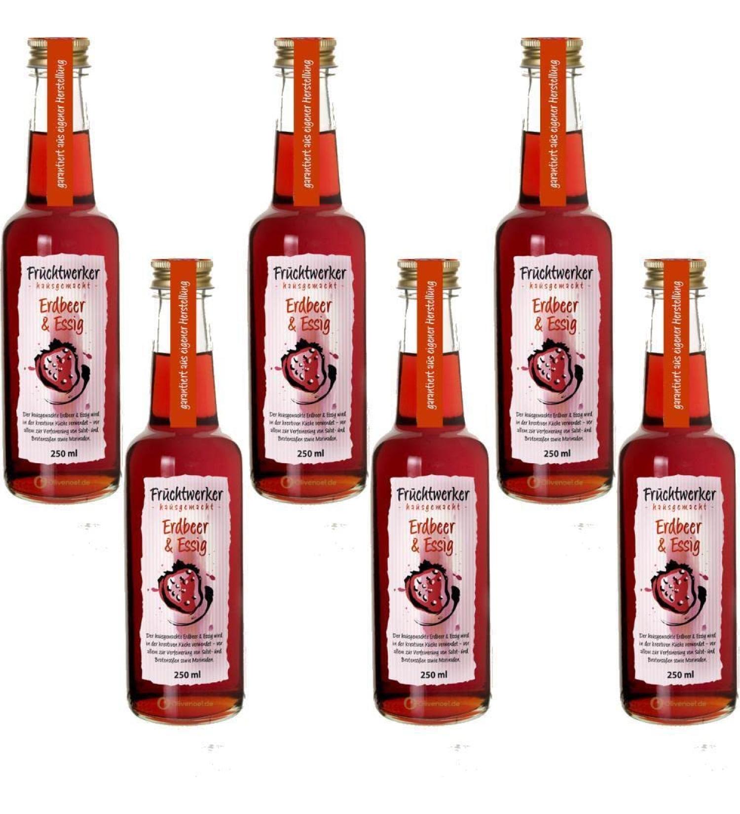 Fruchtwerker Fruit worker strawberry & vinegar with real fruit juice 6 x 250ml glass bottle - Buy Online on GoSupps.com