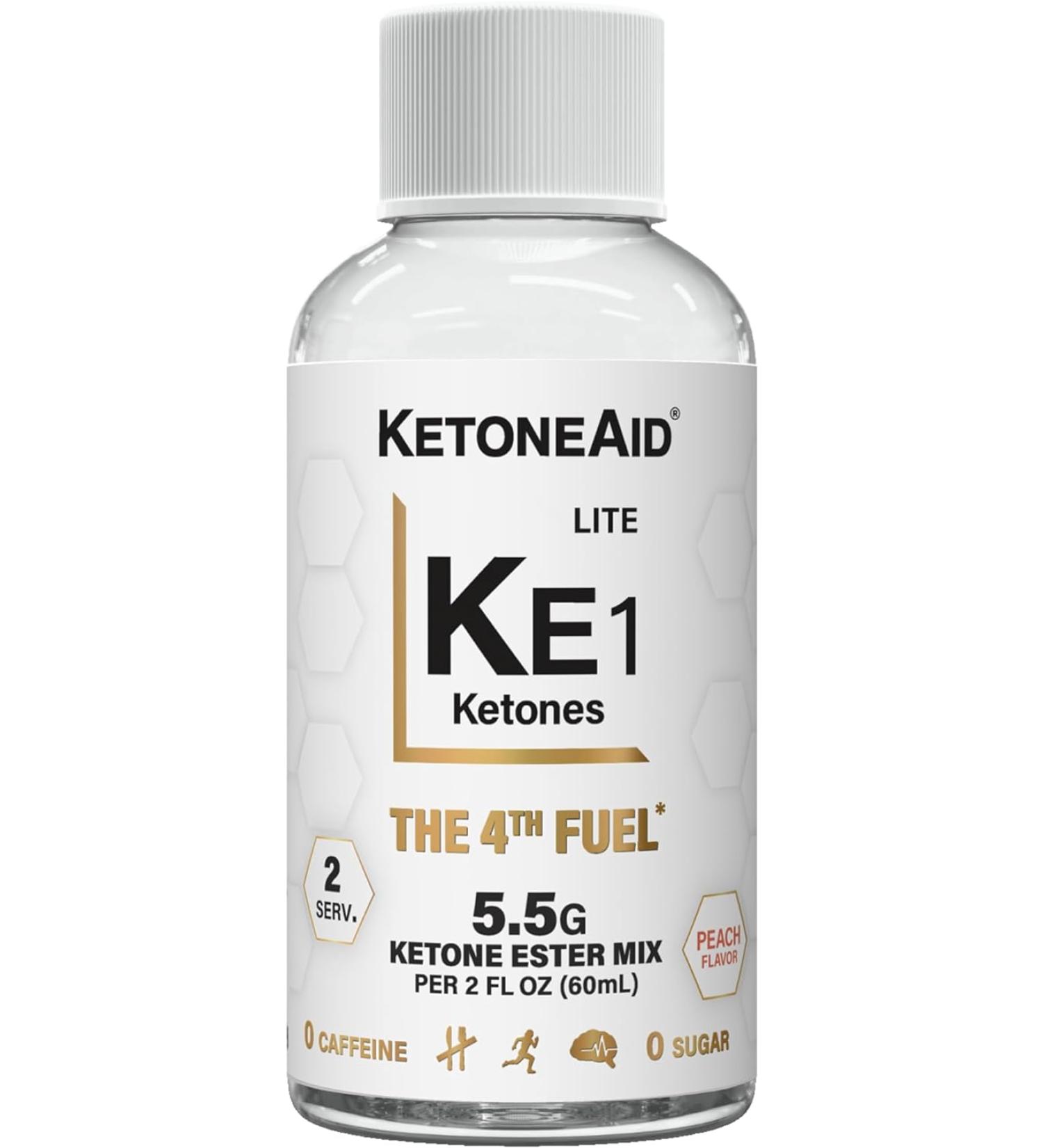 KetoneAid KE1 Ketone Ester Drink | Ready to Drink with 60% D-BHB Ketone Ester and 40% Reduced Salt Ketone Salt | No Sugar  No Caffeine | 2 Serving Per Bottle (1 Count) 2 Fl Oz (Pack of 1) - Buy Online on GoSupps.com