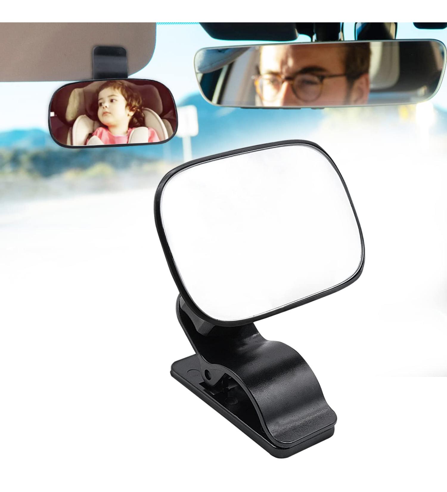 360 Adjustable Baby Car Mirror | Shatterproof Rearview Safety Mirror with Clip | Wide Angle Convex Mirror for Rear Kids, Babies, Infants - Buy Online on GoSupps.com