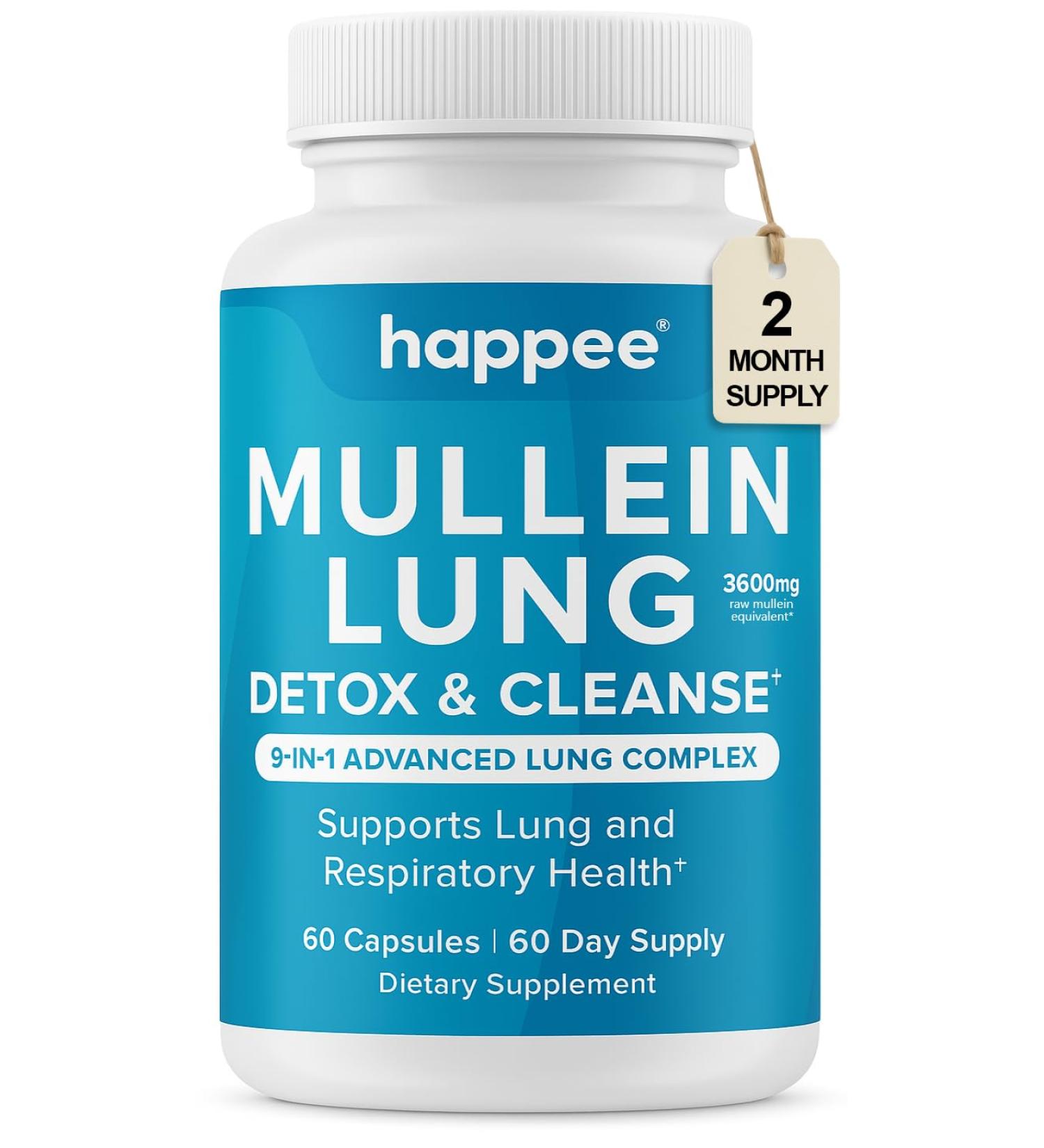 Mullein Leaf Extract for Lung Detox & Cleanse - Natural Lung Cleanse for Smokers - 9-in-1 Lung Health Supplement with Marshmallow Root Echinacea Licorice & More 60 Capsules - Buy Online on GoSupps.com