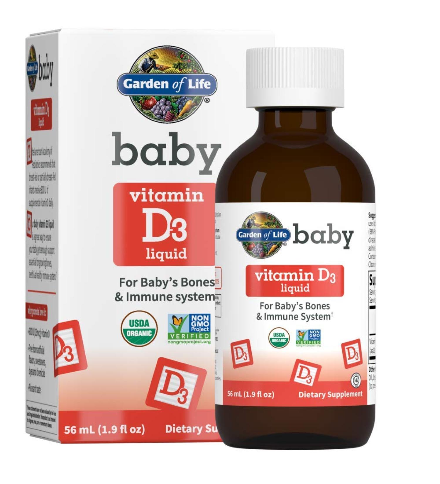 Garden of Life Baby Vitamin D3 Liquid 1.9 fl oz - Essential Immune Support & Healthy Development - Buy Online on GoSupps.com