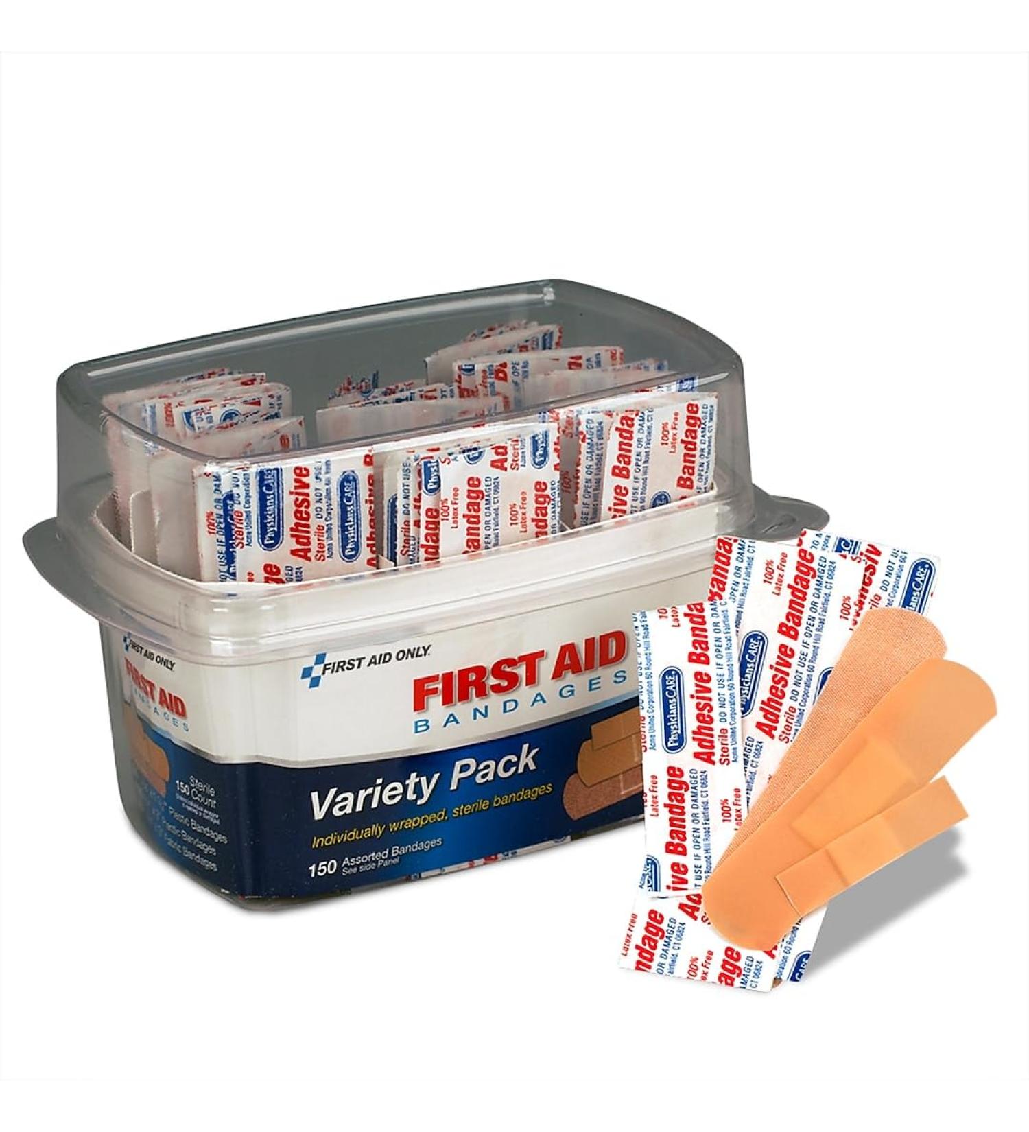 First Aid Only 90095 Adhesive Bandages - Plastic & Fabric 150 Count Kit - Ideal for Home & Travel - Buy Online on GoSupps.com