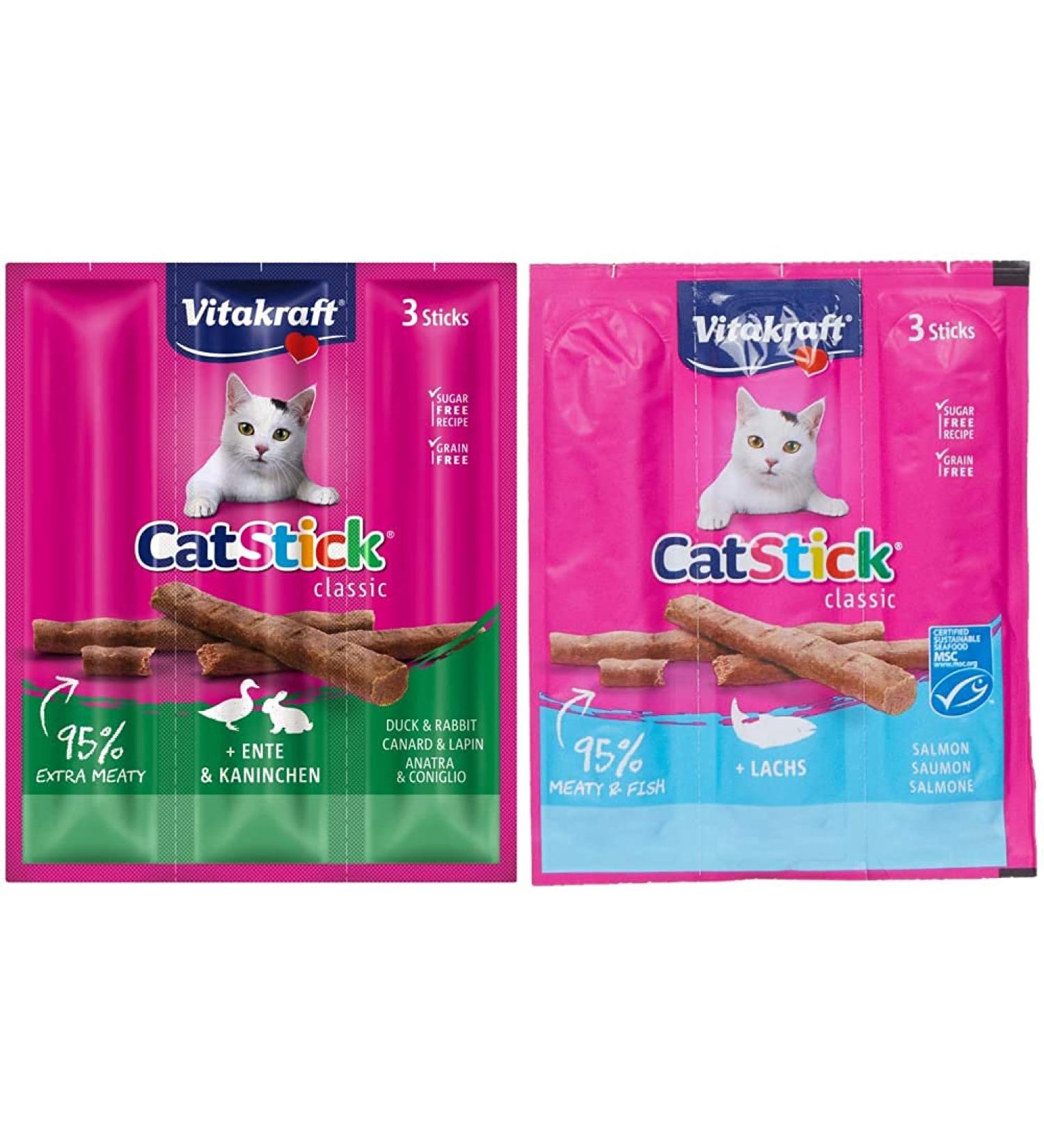 Vitakraft Cat Snacks - Duck & Rabbit Sticks + Salmon MSC | 20x3 pcs - Premium International Shipping - Buy Online on GoSupps.com