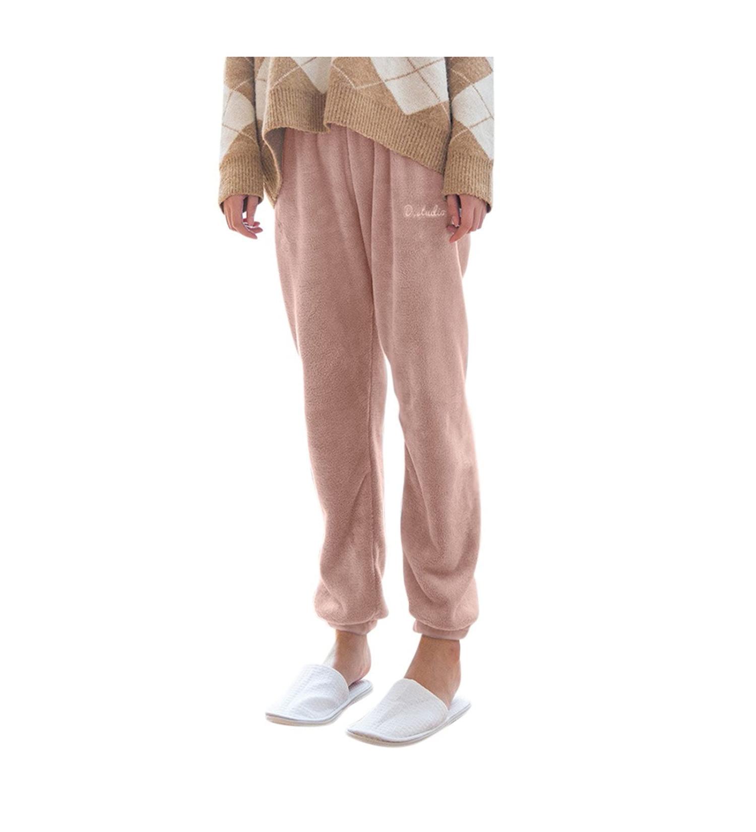 Fleece Thermo Pants for Women - Warm High Waist Jogging & Yoga Pants - Fluffy Outdoor Fitness Trousers in Pink - Buy Online on GoSupps.com