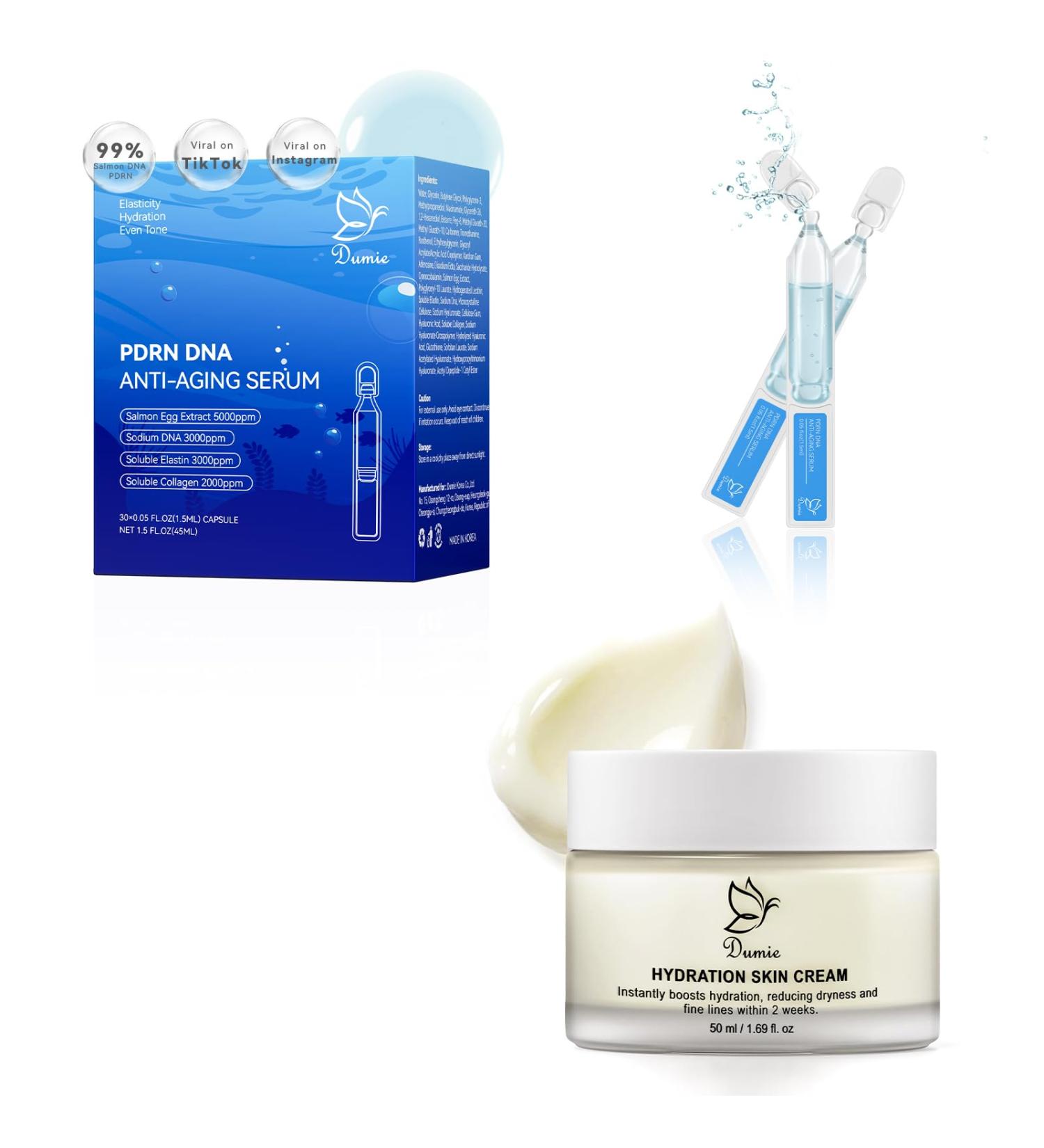 Anti-Aging Skincare Duo: PDRN Serum & Retinol Cream Deep Hydration & Smoother-Looking Skin Salmon DNA Niacinamide Hyaluronic Acid For Sensitive & Dry Skin Travel-Friendly Set - Buy Online on GoSupps.com