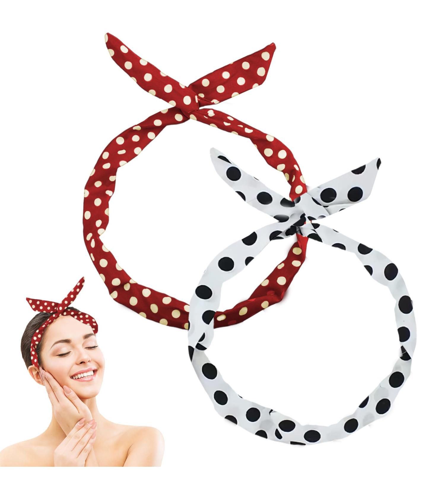 Wired Headband for Women Girls 2 Pieces Red and White Polka Dot Headbands Retro 1940s Headscarf Vintage Twist Bow Wire Headbands Headwrap Hair Accessories (Red & White One Size) Red & White One Size - Buy Online on GoSupps.com