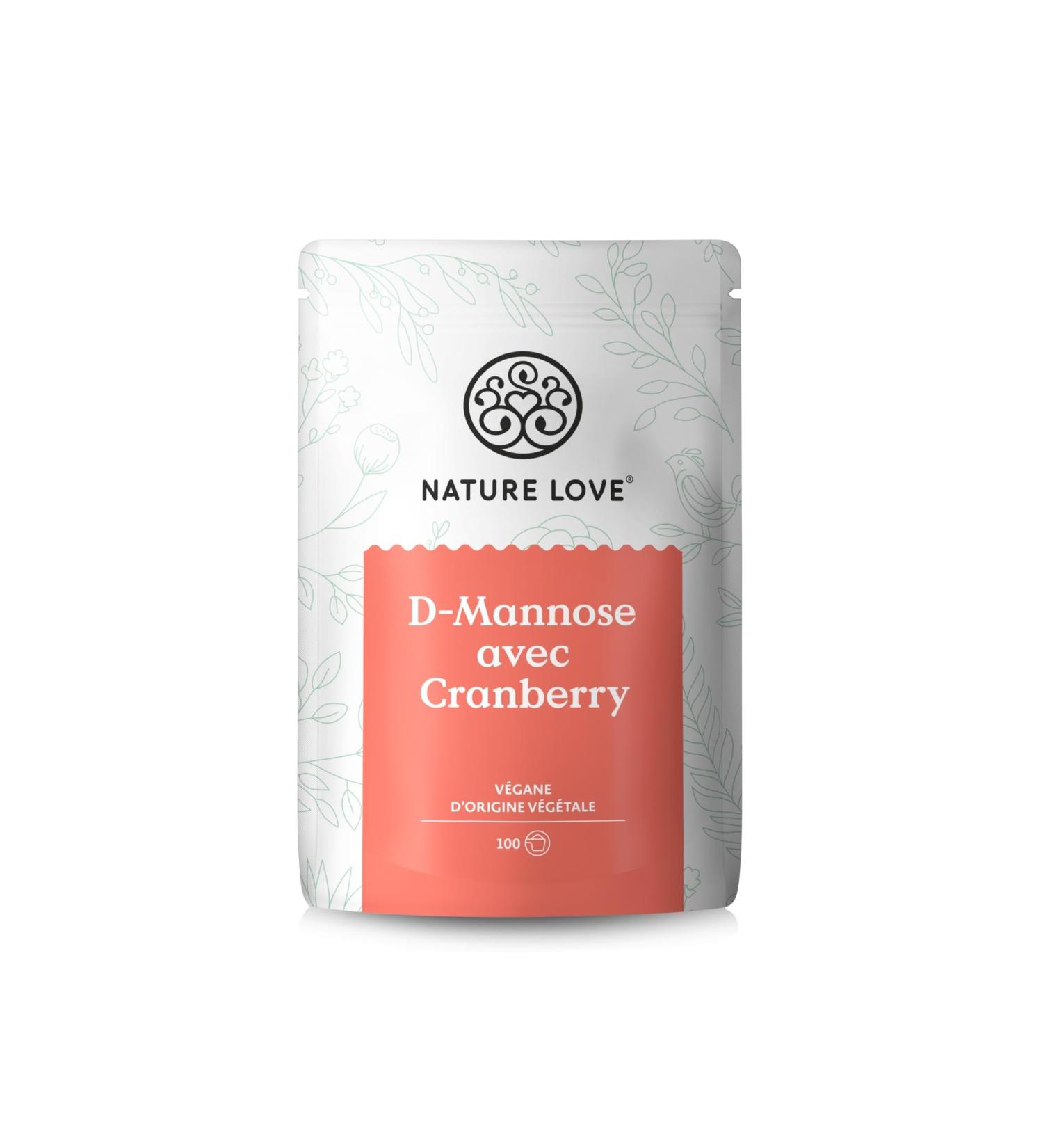 NATURE LOVE D-Mannose Powder with Cranberry - 250 g of powder to be diluted in water - for 100 days - with measuring spoon - highly dosed vegan laboratory controlled & produced in Germany - Buy Online on GoSupps.com