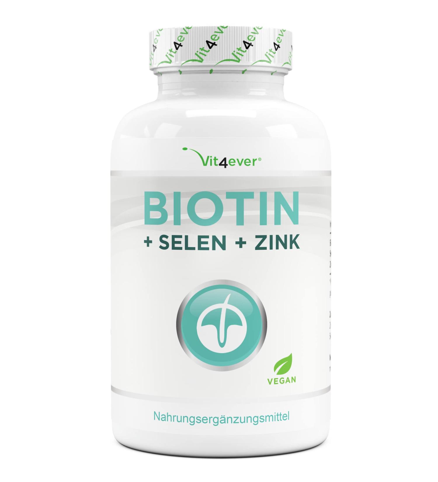 Premium Biotin 10 000 McG + Selenium + Zinc - 365 Vegan Tablets for Skin Hair & Nails - Bioactive Ingredients - International Shipping - Buy Online on GoSupps.com