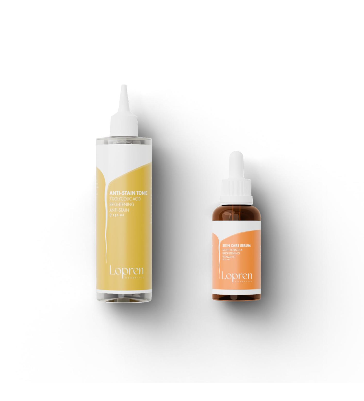 Lopren Glycolic Acid 7% & Vitamin C Brightening Duo Set Exfoliating Toner & Hydrating Serum for Uneven Skin Tone Dark Spots & Dullness 8.4 Fl Oz & 1 Fl Oz - Buy Online on GoSupps.com