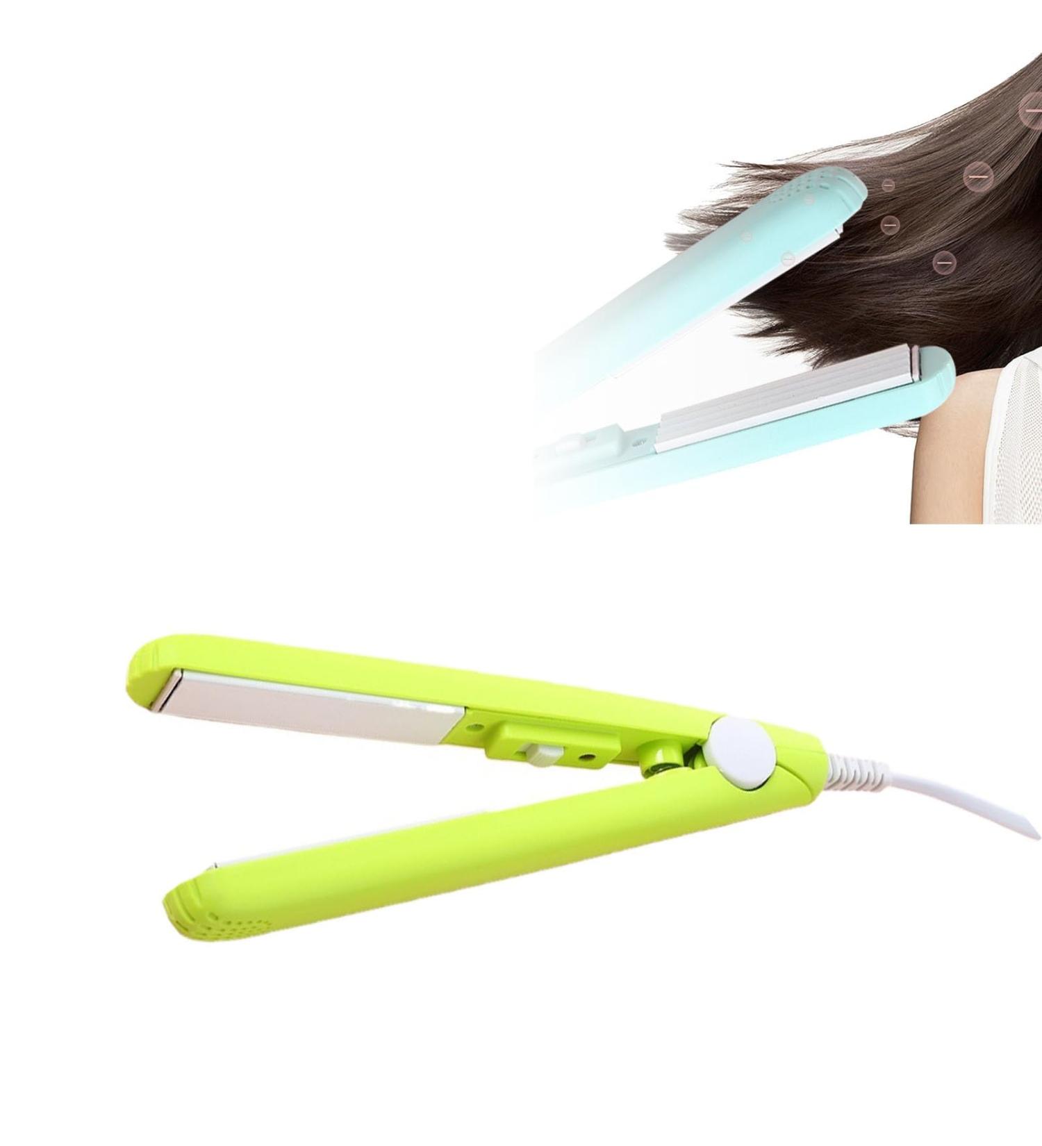 Mini Ceramic Hair Curler for Short Hair - Compact Curling Iron & Straightener in Green | Perfect for Pixie Cuts - Buy Online on GoSupps.com