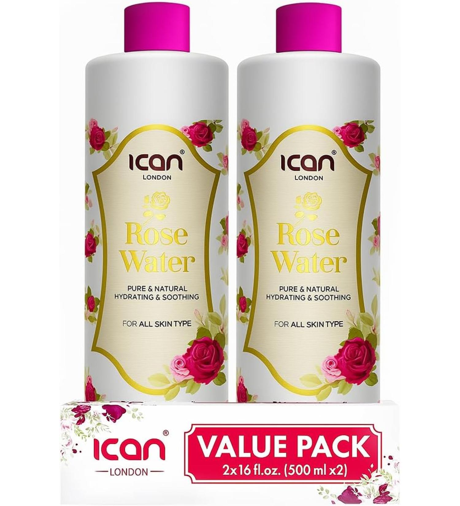 ICAN 100% Natural Rose Water - Hydrating and Purifying (1000ml) - Buy Online on GoSupps.com