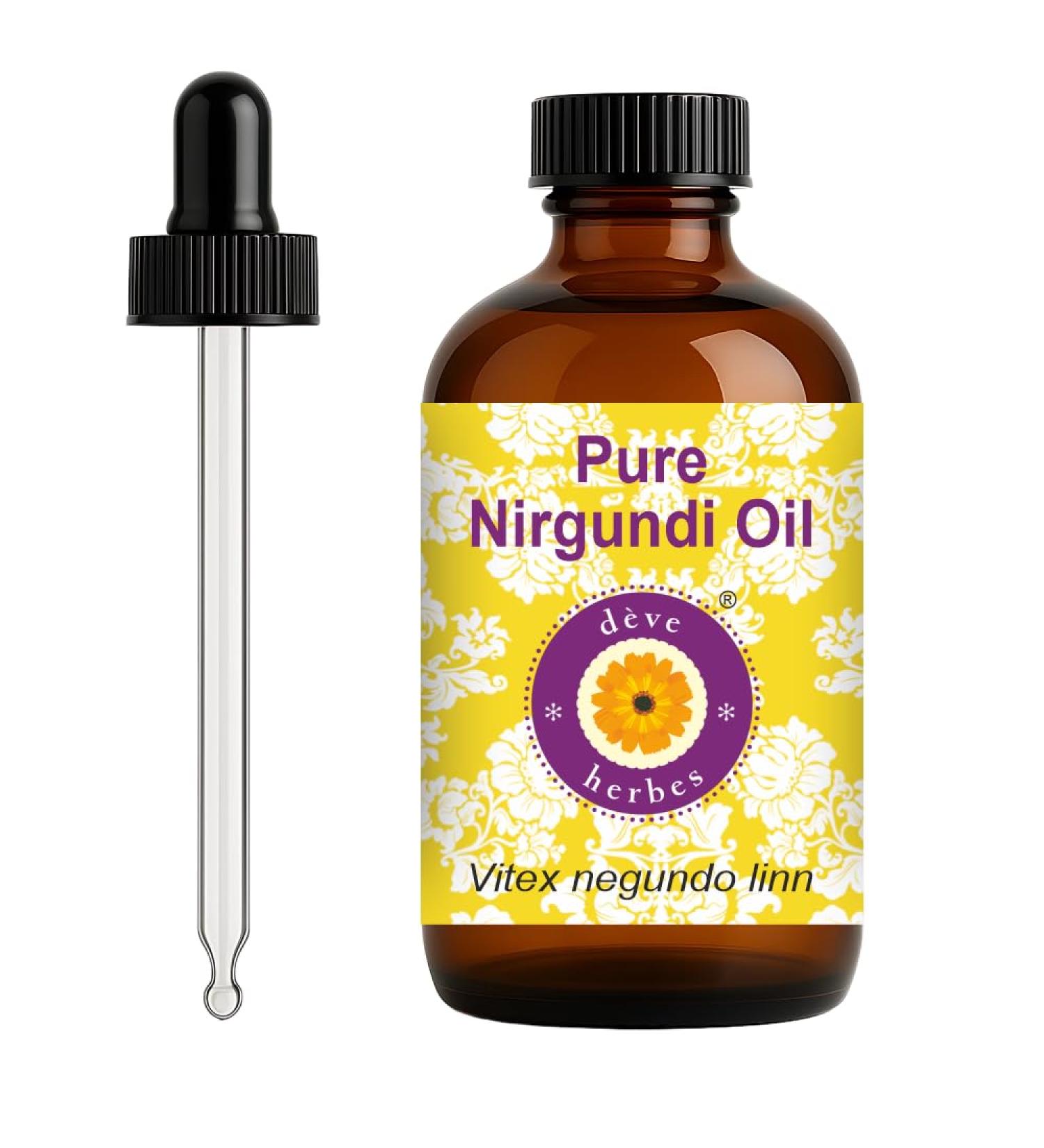 d ve herbes Nirgundi Oil (Vitex negundo linn) with Glass Dropper | Infused | Pure | Natural | For Diluting Essential oils | For Skin & Massage | Non-Sticky| Lightweight| Unisex | 120ml (4 oz) - Buy Online on GoSupps.com