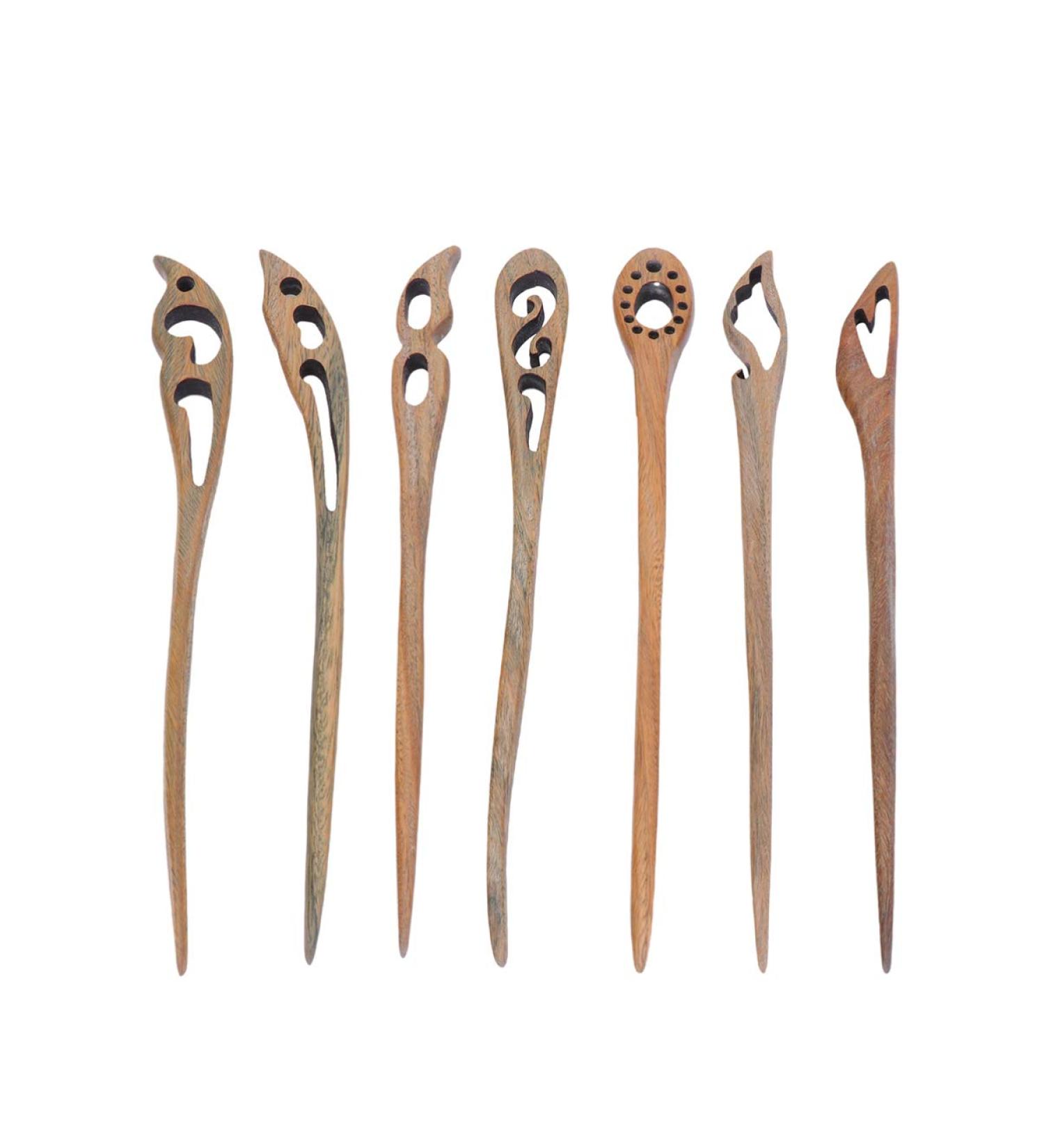 Beaupretty 7-Piece Japanese Wood Hair Clips | Handmade Ebony Hair Sticks | Natural Carved Hair Jewelry - Buy Online on GoSupps.com